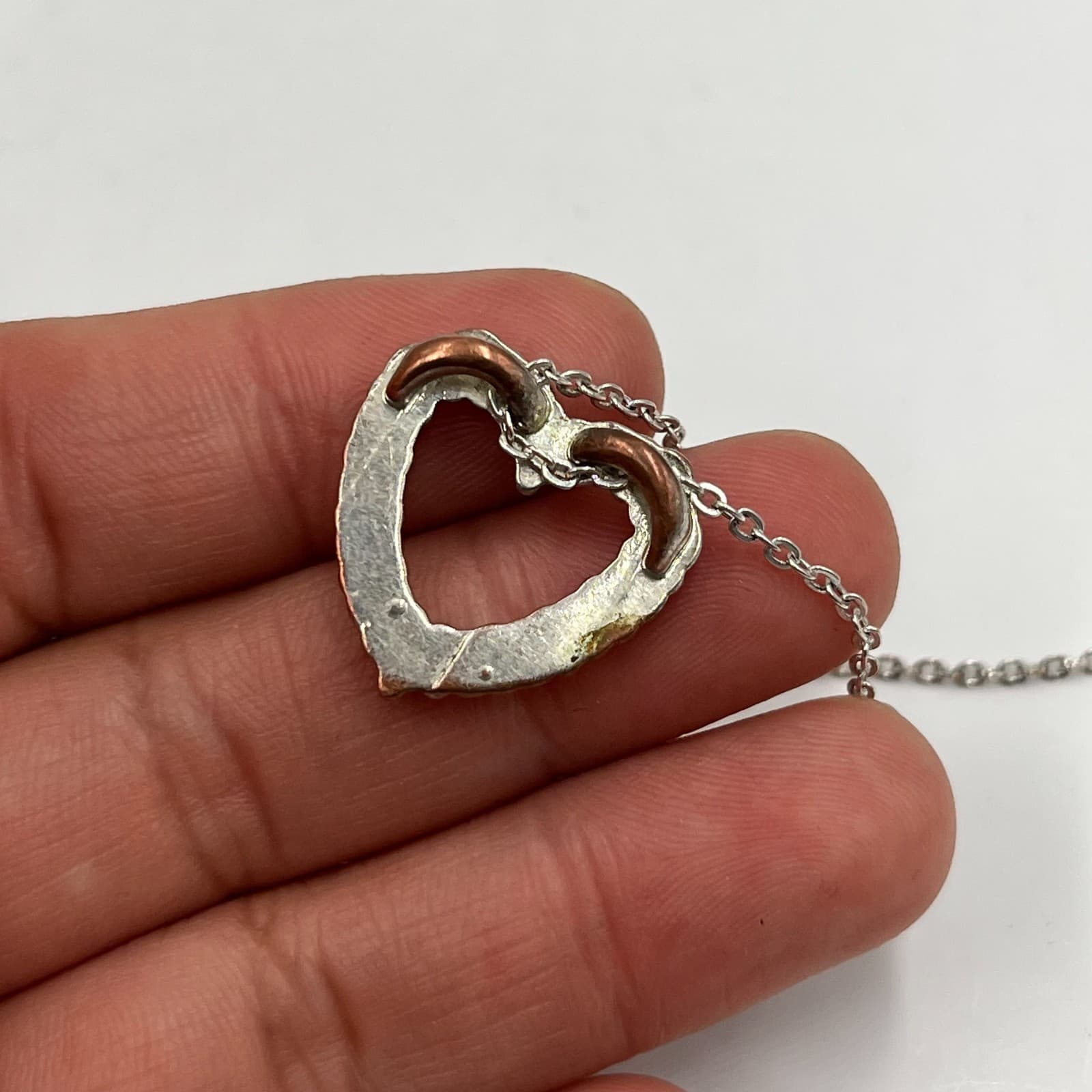 VTG Silver-Tone Teal Faceted Pave-Set Rhinestone Heart Pendant Lobster Necklace - Thumbnail 9