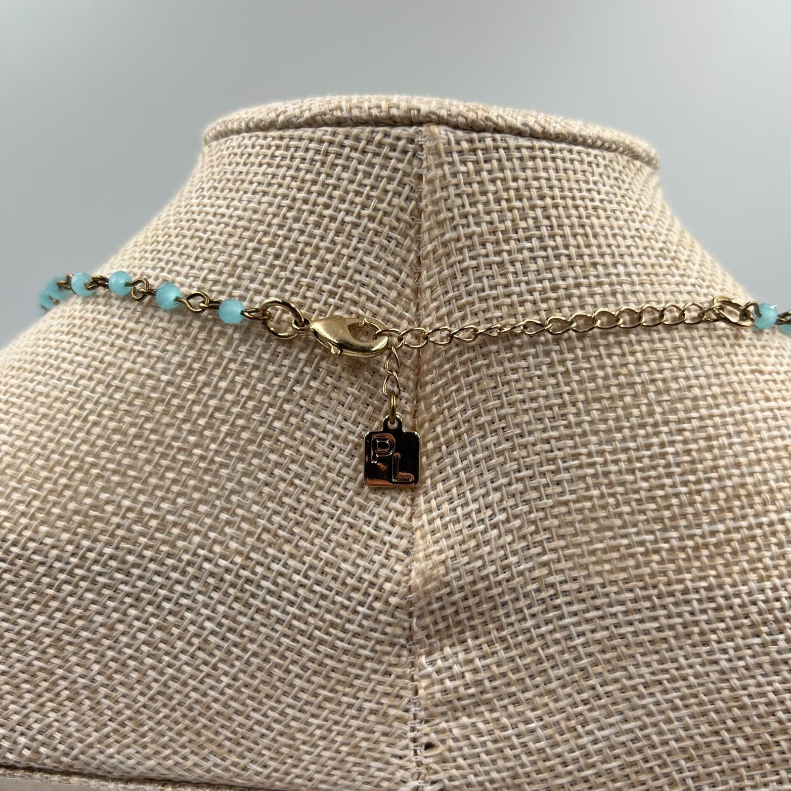 Park Lane Boho-Chic Gold-Tone Chain Blue Glass Beaded Station Lobster Necklace - Thumbnail 5