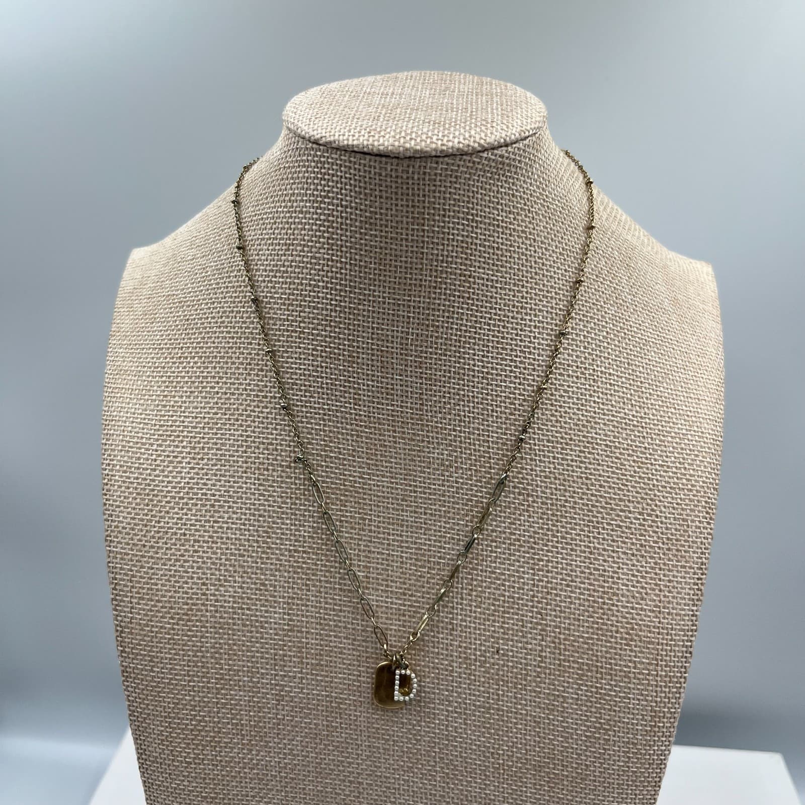 Lonna & Lilly Gold-Tone Mother Of Pearls Initial "D" Charm Pendant Necklace - Thumbnail 2