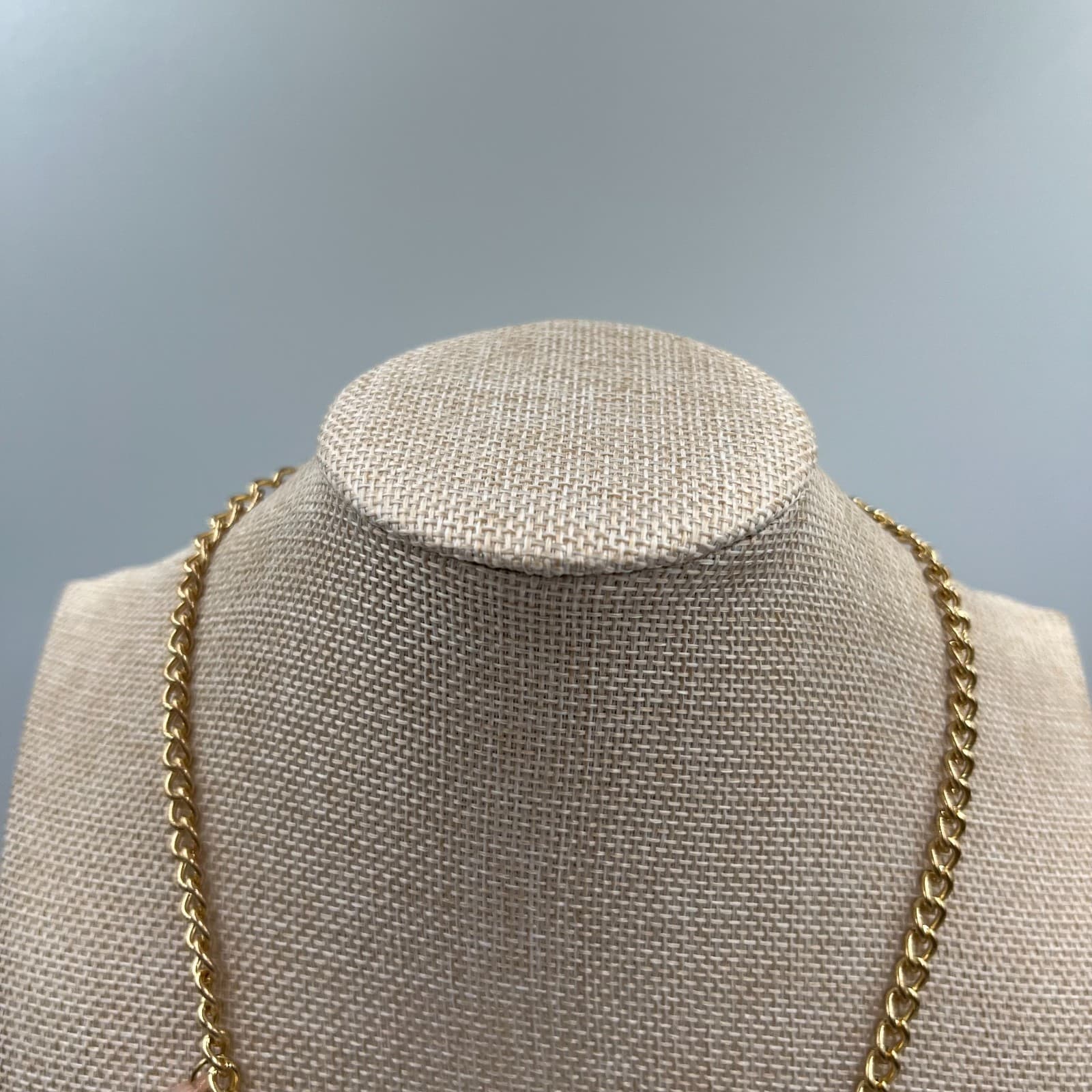 Gold-Tone Pastel Pink Teardrop Beaded Waterfall Fringe Bib Statement Necklace - Thumbnail 2