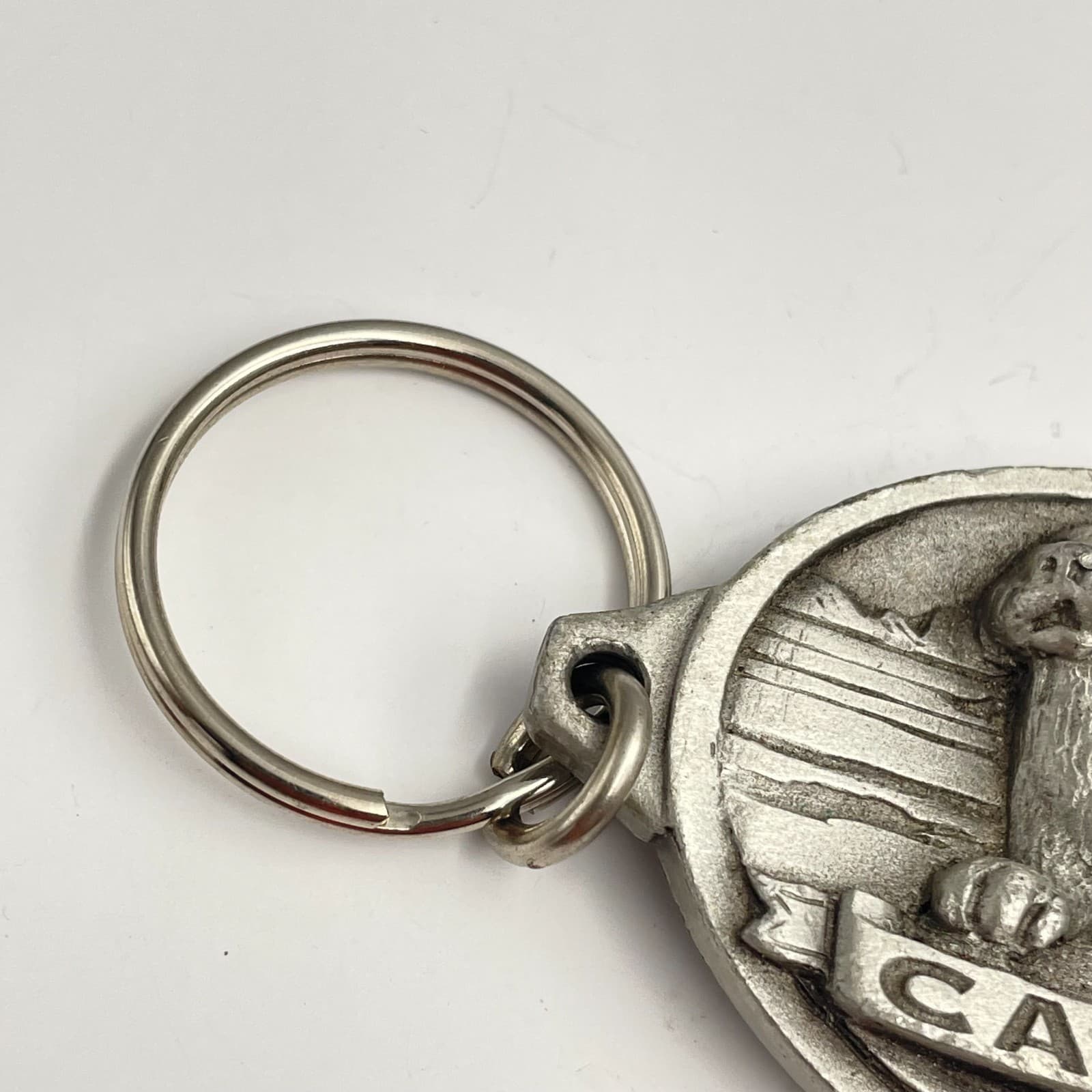 Vintage 90s Canada Souvenir Animal Pup Wildlife Pewter Keychain Charm Jewelry - Thumbnail 3