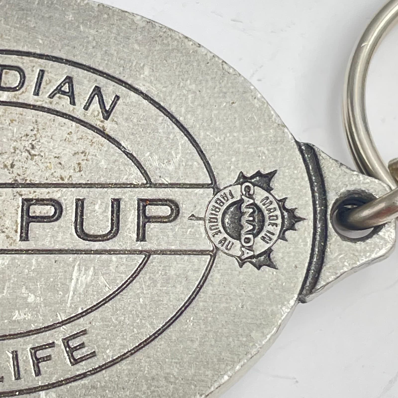 Vintage 90s Canada Souvenir Animal Pup Wildlife Pewter Keychain Charm Jewelry - Thumbnail 5