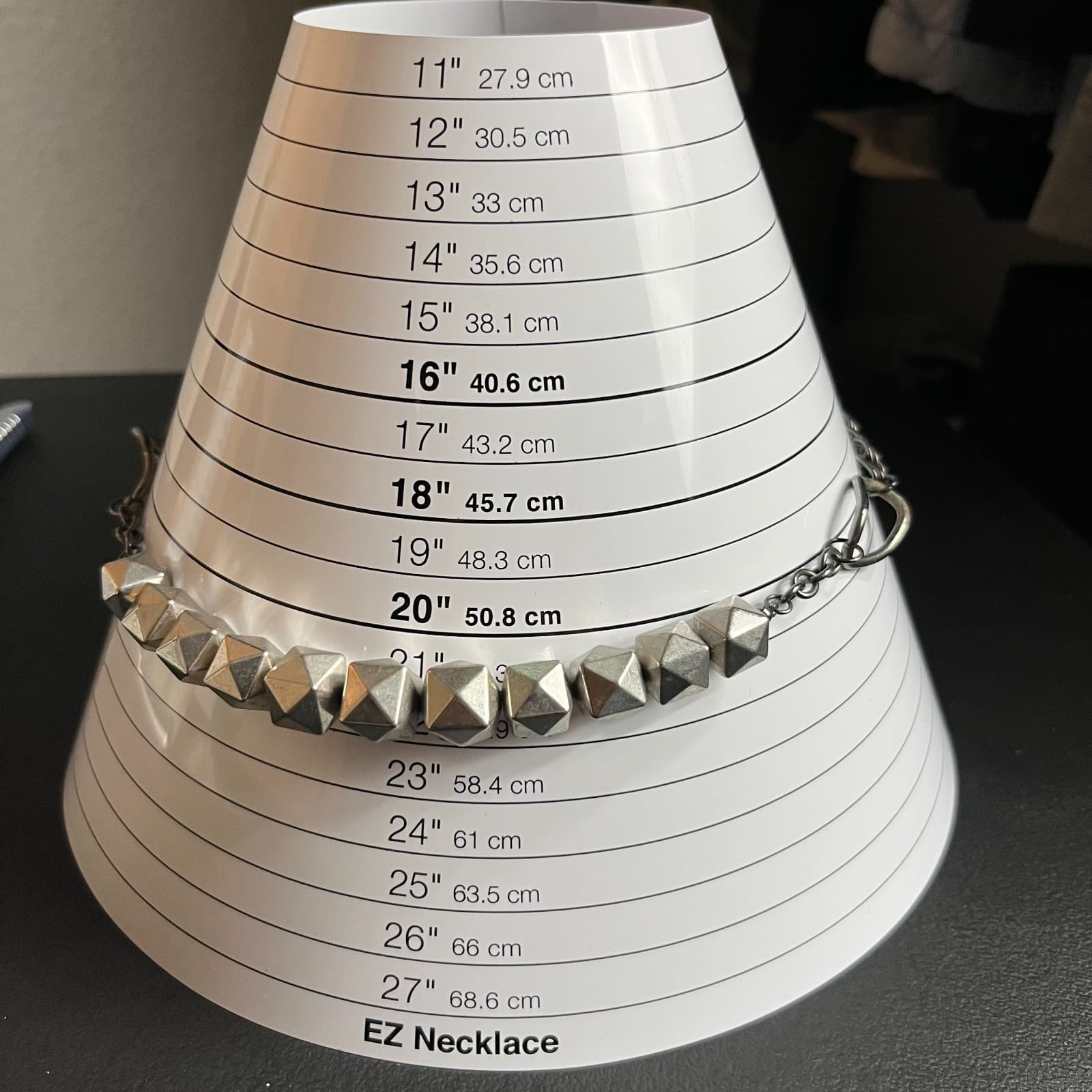 Gunmetal-Tone Urban Chic Silver-Tone Faceted Metal Square Beads Lobster Necklace - Thumbnail 8