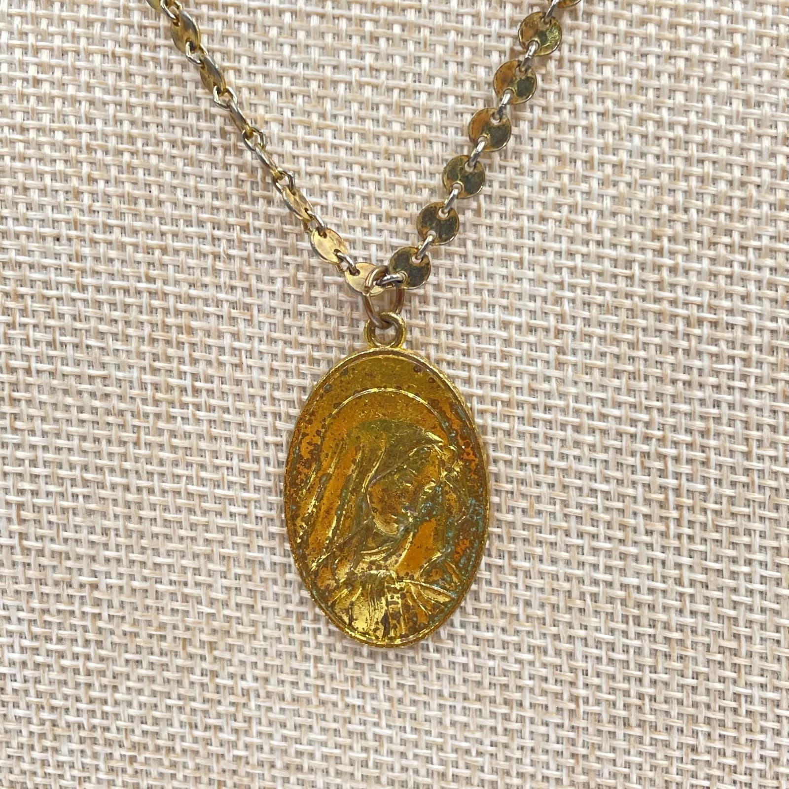 Vintage Our Lady of Sorrows Medal Necklace (Spanish) Nuestra Señora de los Dolor - Image 1