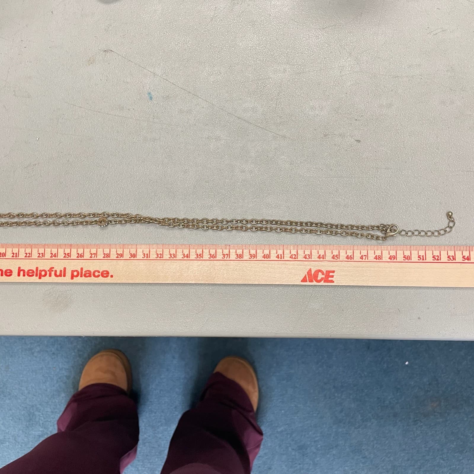 Vintage Gold-Tone Rolo Link Chain Rhinestone Teardrop Pendant Necklace - Thumbnail 11