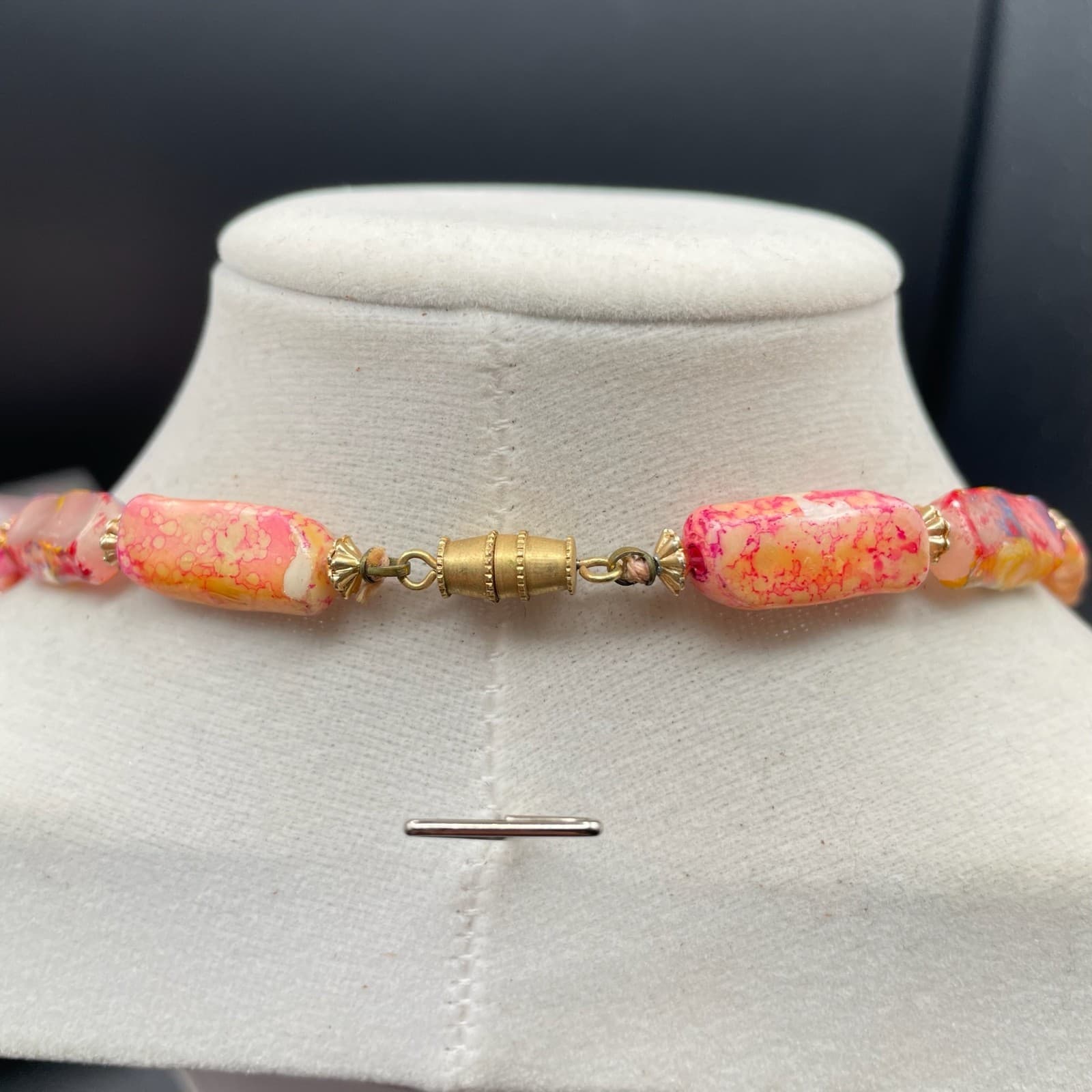 Multi-Color Classic Long Rectangular Tablet Opal Beaded Strand Magnetic Necklace - Thumbnail 10