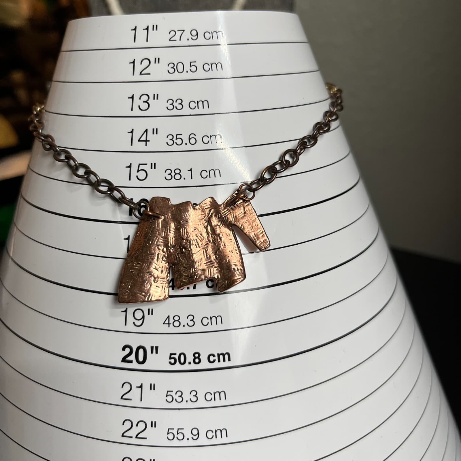 Vintage Modernist Copper Abstract Charm Necklace Mixed Metal Artisan Statement - Thumbnail 9