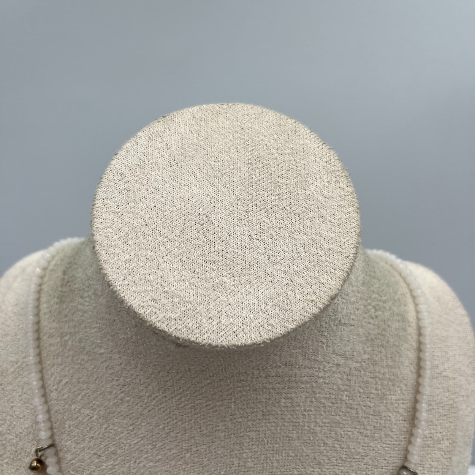 Vintage White Beaded Necklace Multicolor Crystal Charm Gold Tone Boho Statement - Thumbnail 2