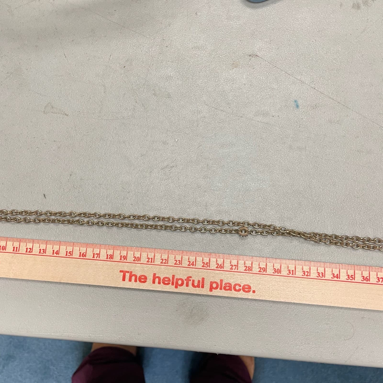 Vintage Gold-Tone Rolo Link Chain Rhinestone Teardrop Pendant Necklace - Thumbnail 10