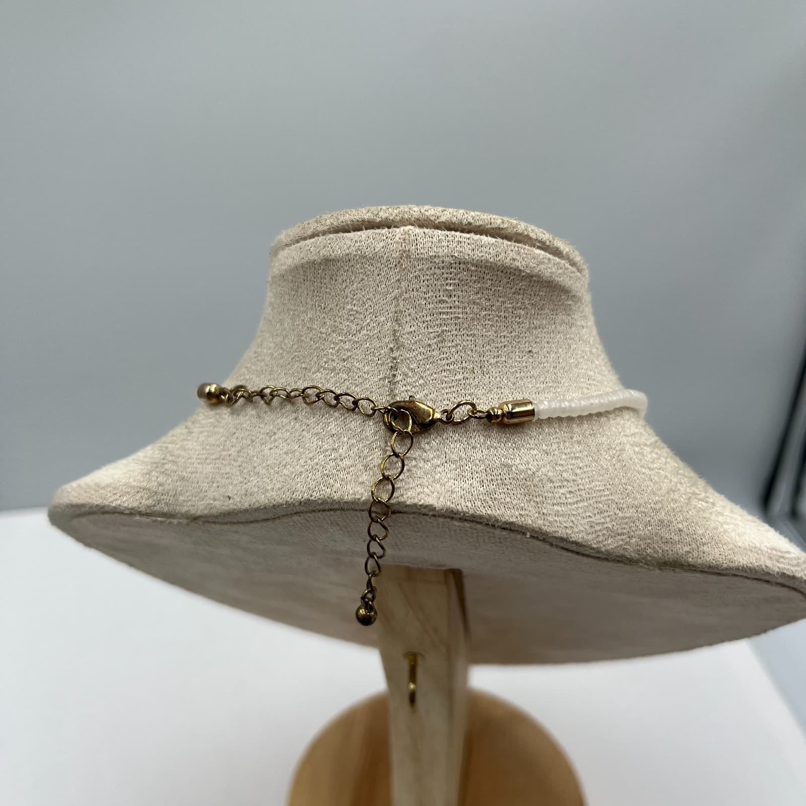 Vintage White Beaded Necklace Multicolor Crystal Charm Gold Tone Boho Statement - Thumbnail 6