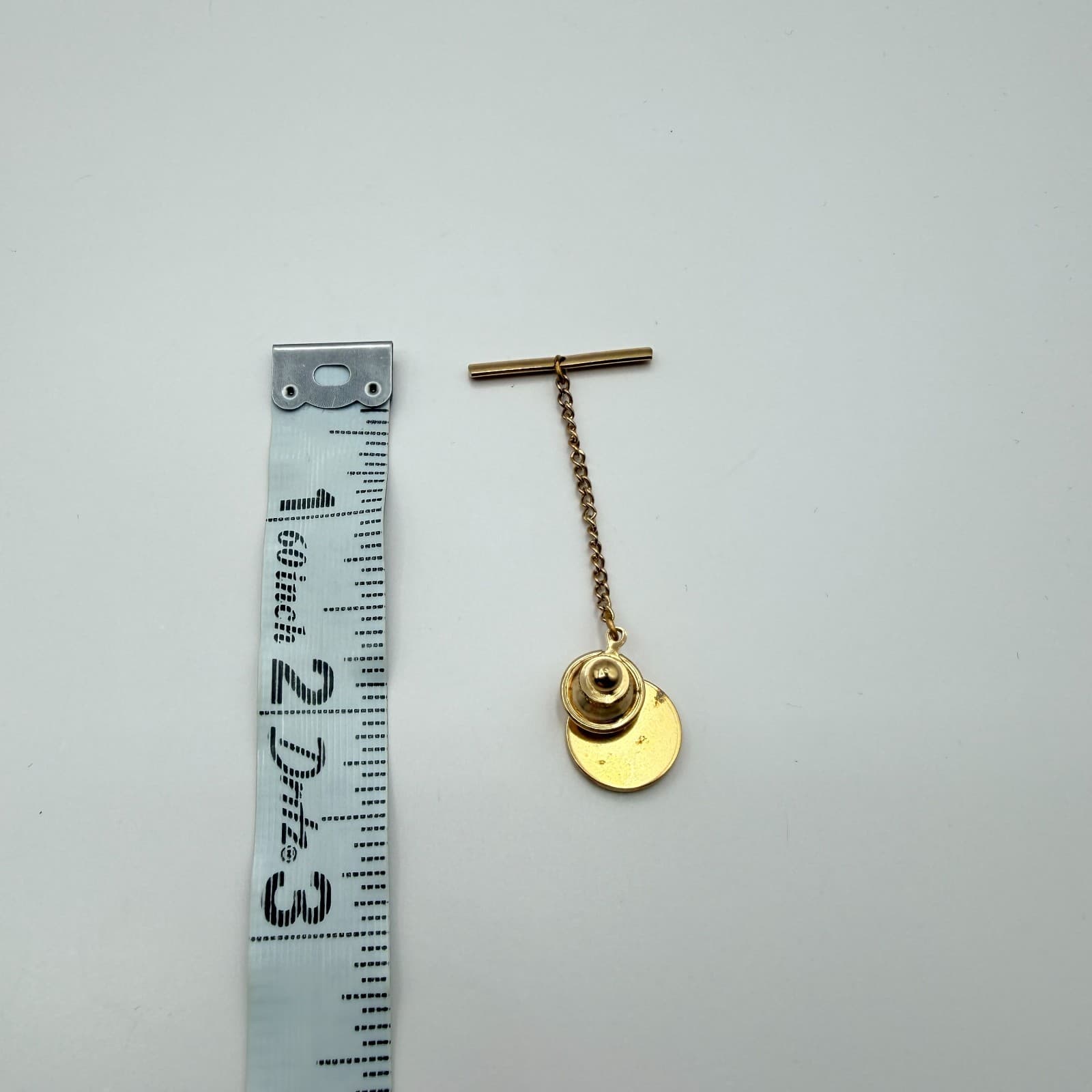 Vintage 80s Gold Tone Flying Duck Enamel Tie Tack Pin with Safety Chain Retro - Thumbnail 8