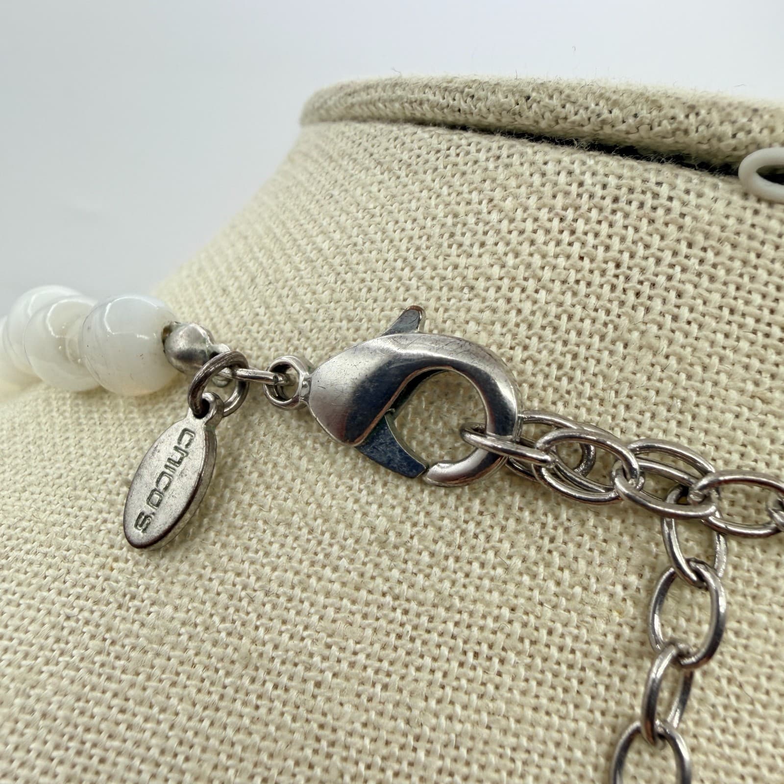 Vintage Y2K Chico's Silver Tone Chunky Beaded Necklace Statement Women's Jewelry - Thumbnail 7