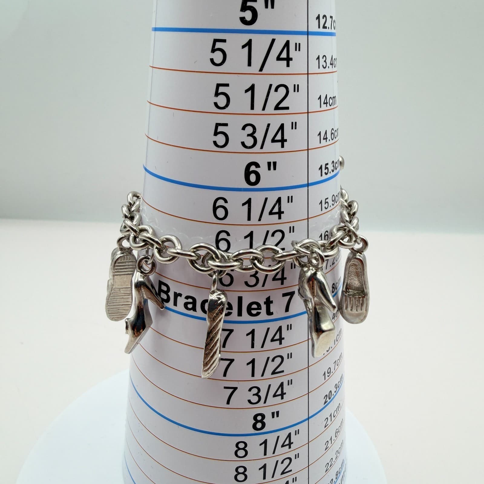 Vintage Y2K Silver Tone Shoe Charm Bracelet Women's Classic Fashion Jewelry - Thumbnail 10