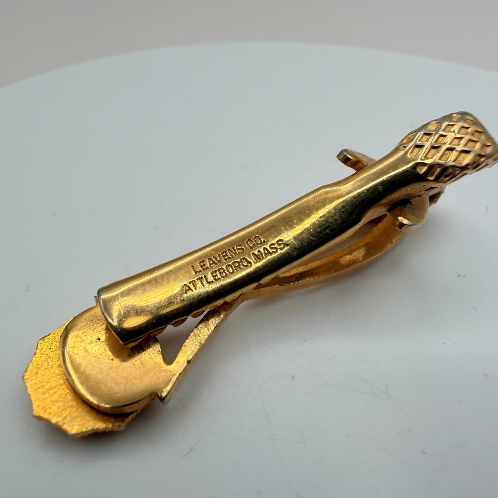 Vintage 90s American Legion Tie Bar Gold Tone Leavens Co Attleboro Mass Enamel - Thumbnail 6