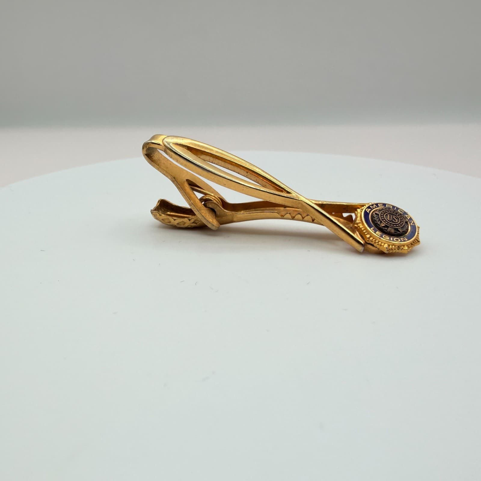 Vintage 90s American Legion Tie Bar Gold Tone Leavens Co Attleboro Mass Enamel - Thumbnail 3