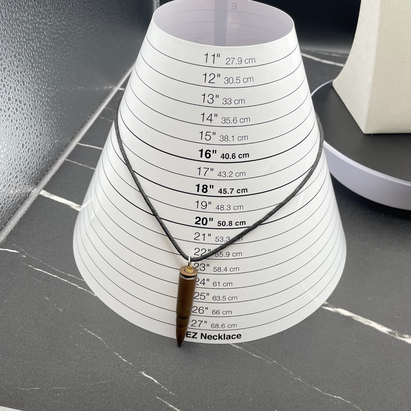 Vintage Bronze-Tone Classic Cord Trench Art Bullet Pendant Lobster Necklace - Thumbnail 8