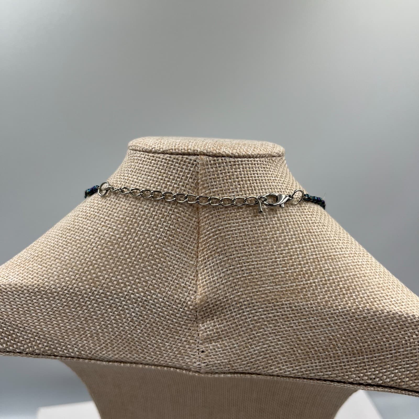 Vintage Multi Strand Lapis Lazuli Blue Glass Seed Bead Necklace Boho Statement - Thumbnail 6