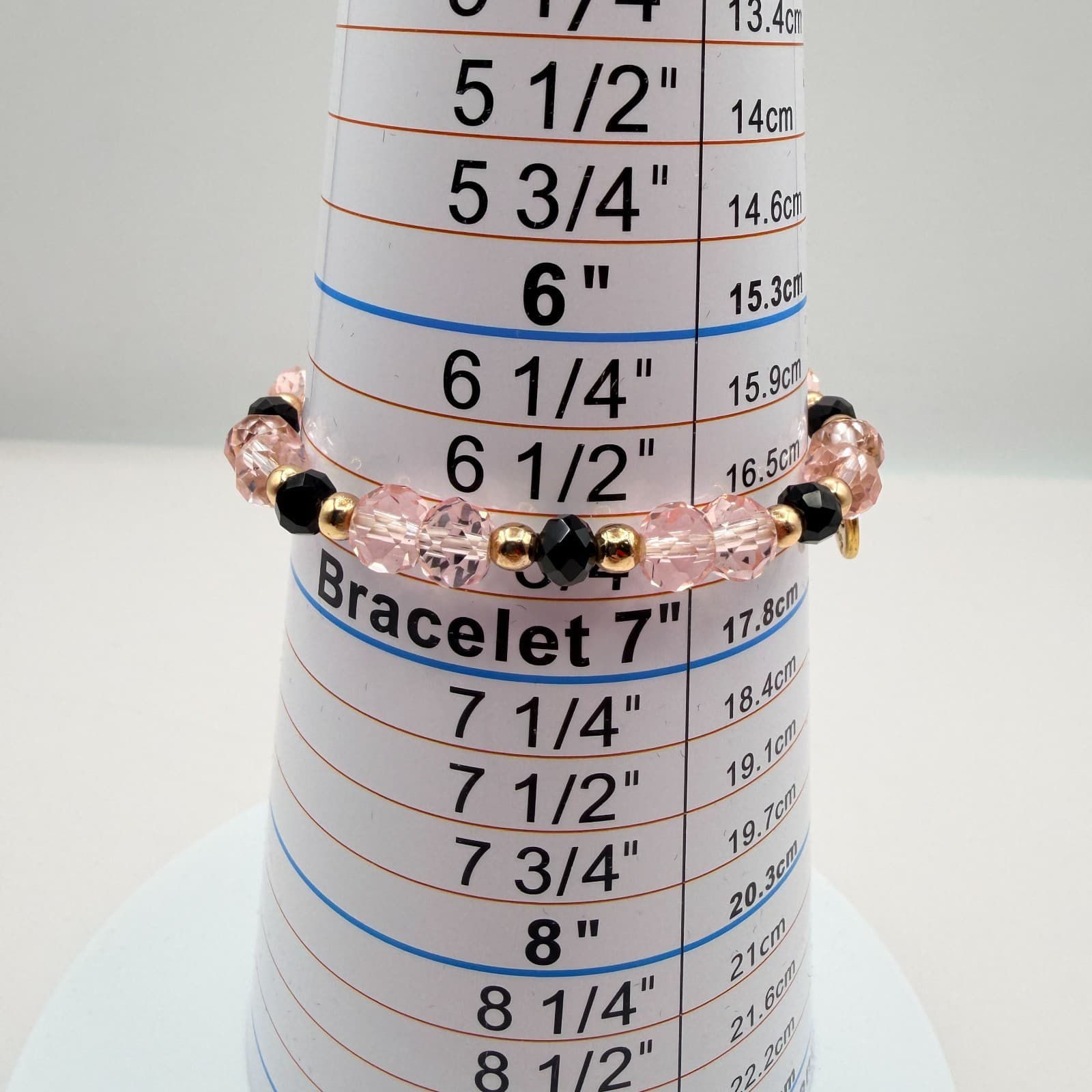 Vintage Y2K Savvy Bling Pink Black Faceted Bead Stretch Bracelet Boho Jewelry - Thumbnail 2