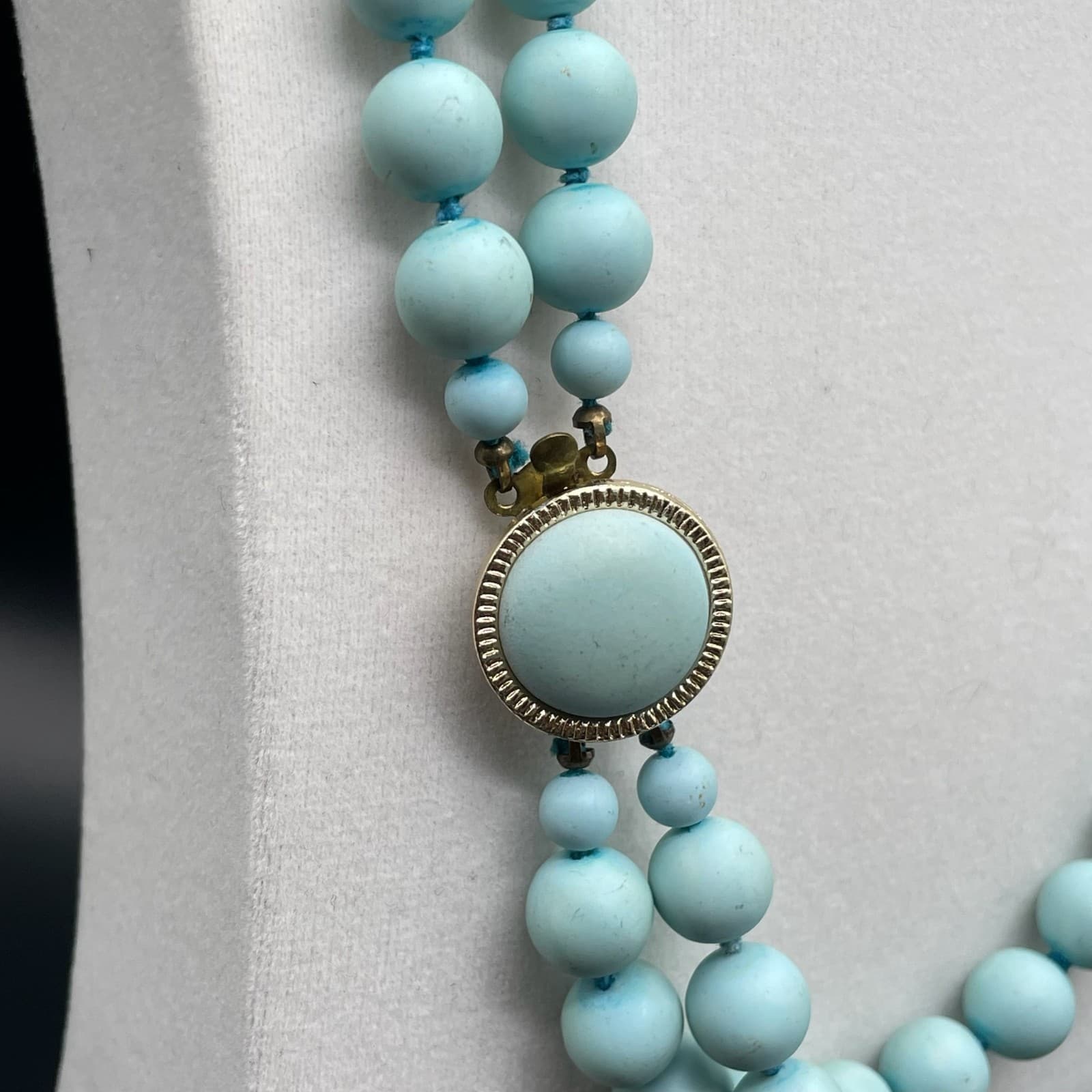 Vintage Contemporary Retro Classic Pale Blue Robin's Egg Double-Stranded Beaded - Thumbnail 5