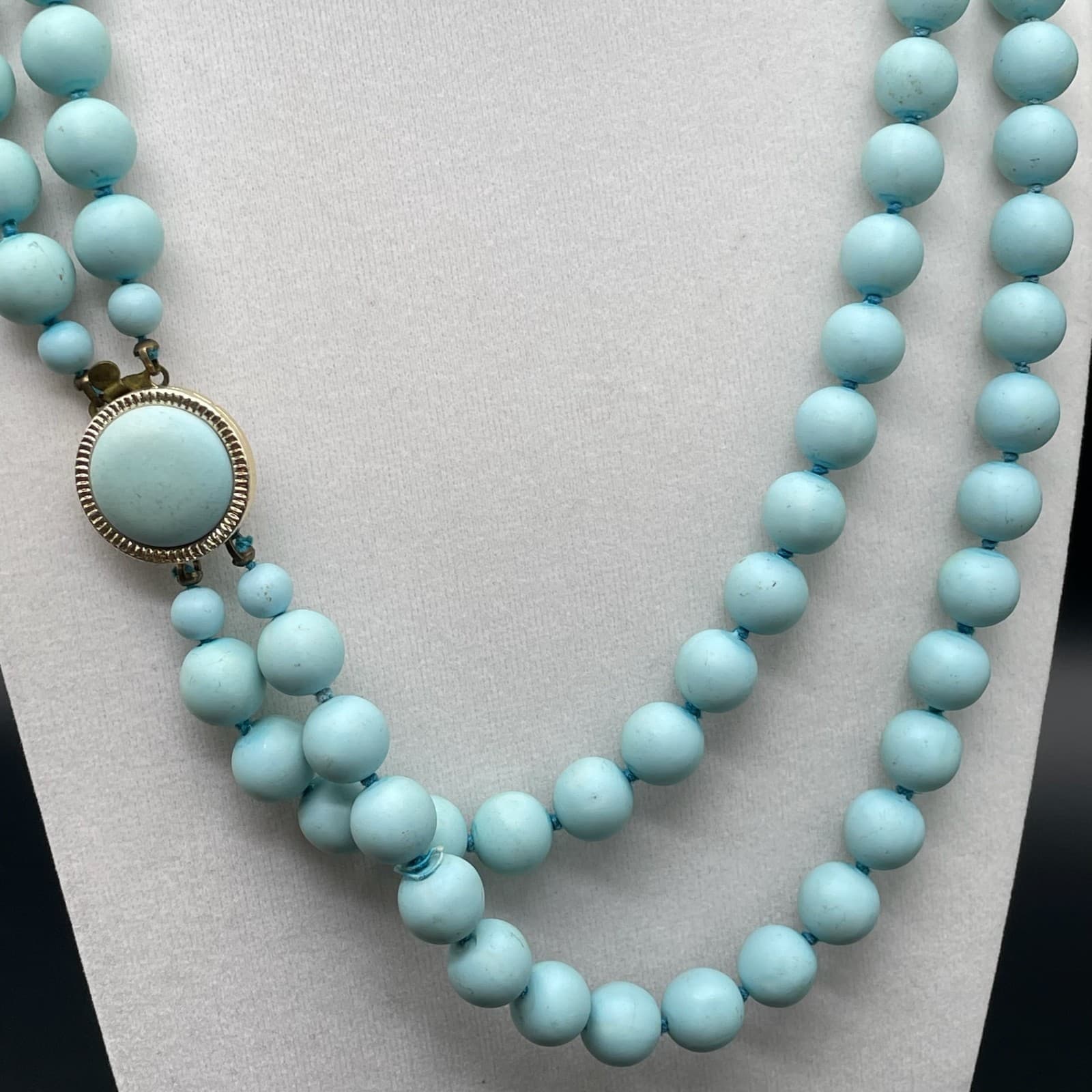 Vintage Contemporary Retro Classic Pale Blue Robin's Egg Double-Stranded Beaded - Thumbnail 6