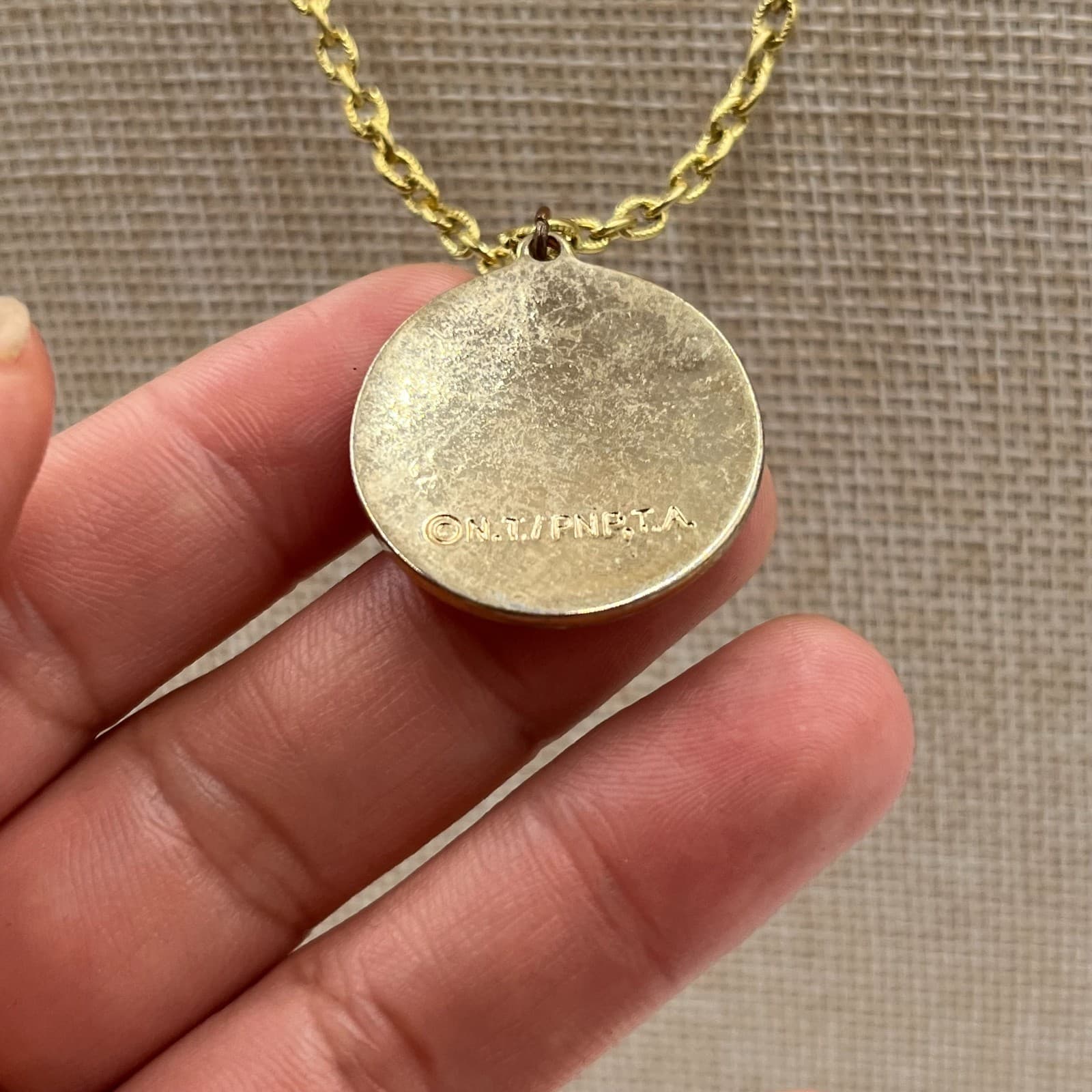 Vintage Brass Multi Strand Bib Necklace Geometric Crescent Diamond Statement 70s - Thumbnail 4