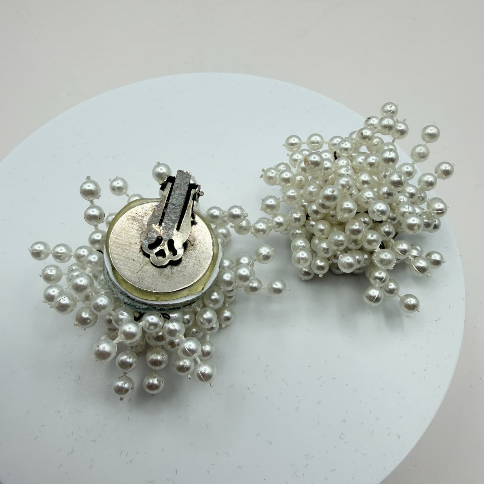 Vintage 90s Pearl Cluster Shoe Clips Wedding Footwear Embellishment Pair Jewelry - Thumbnail 5