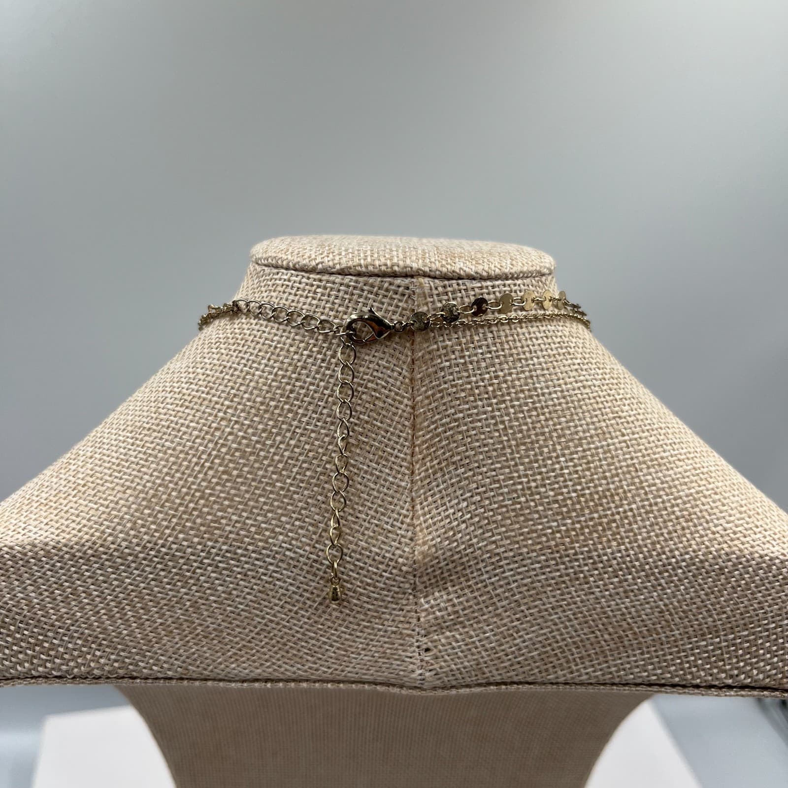 Vintage Gold Tone Double Layer Disc Pendant Necklace Boho Multi Strand Chain - Thumbnail 5