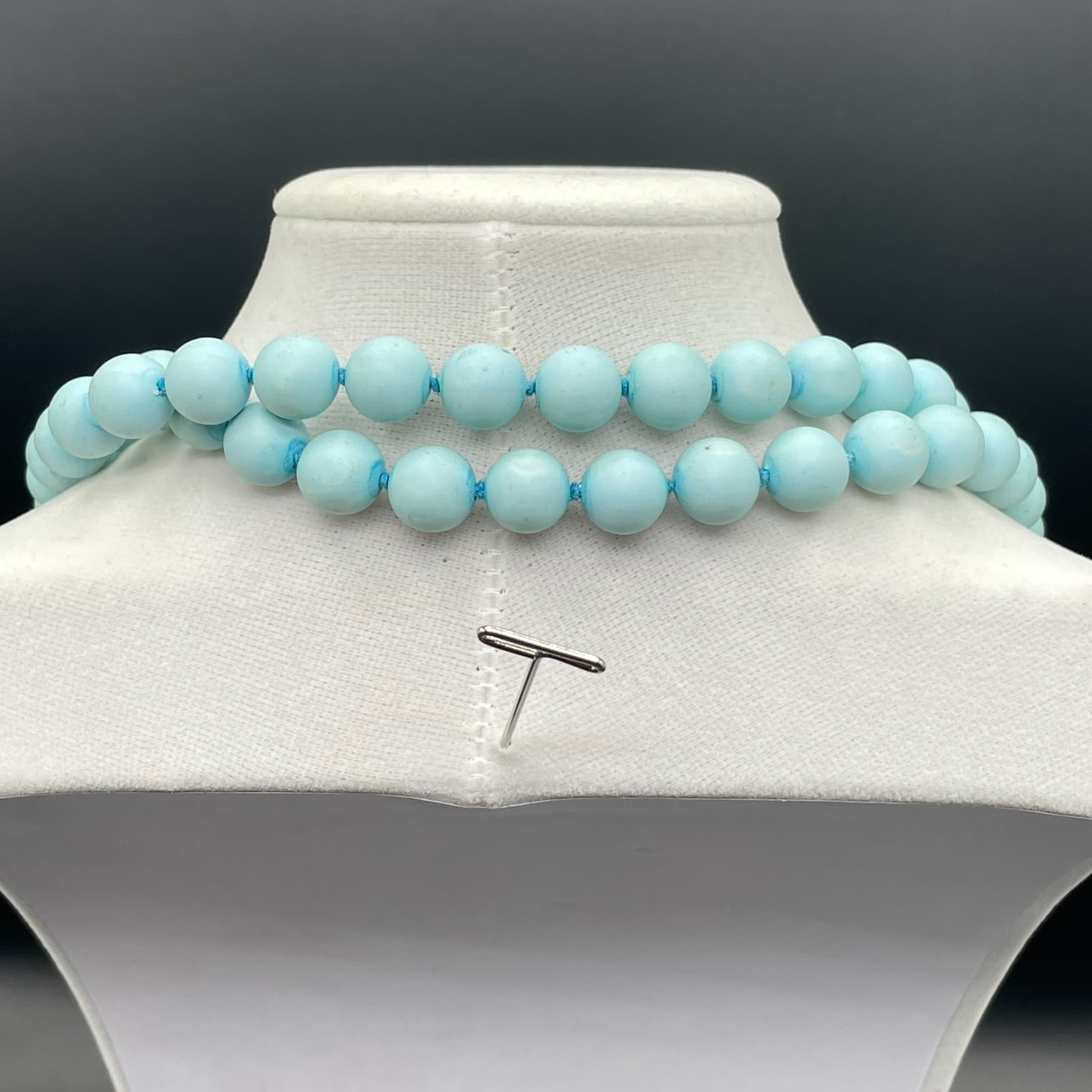 Vintage Contemporary Retro Classic Pale Blue Robin's Egg Double-Stranded Beaded - Thumbnail 8