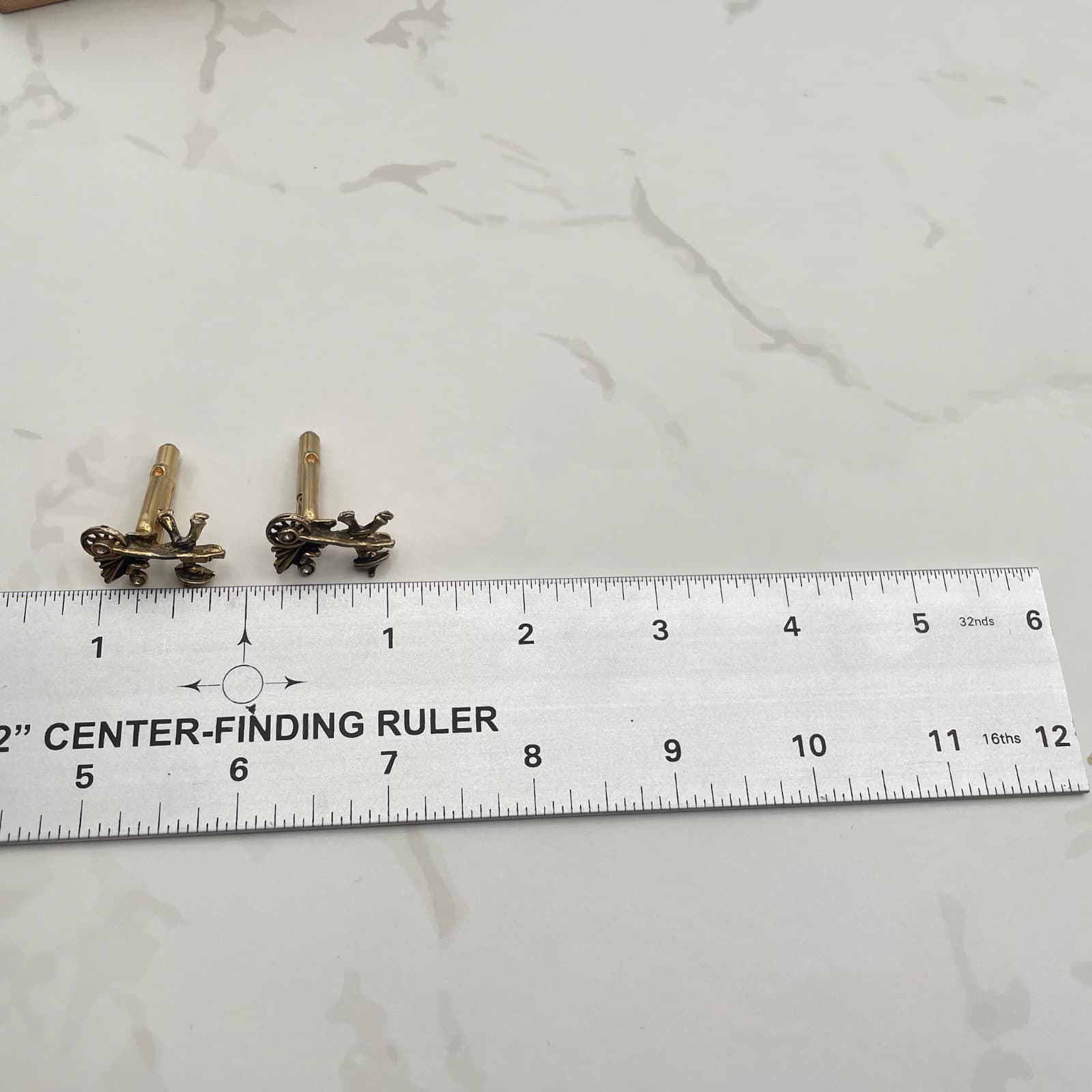 Vintage VTG Novelty Cufflinks Carriage Rickshaw Rider Clear Rhinestone Gold Tone - Thumbnail 2