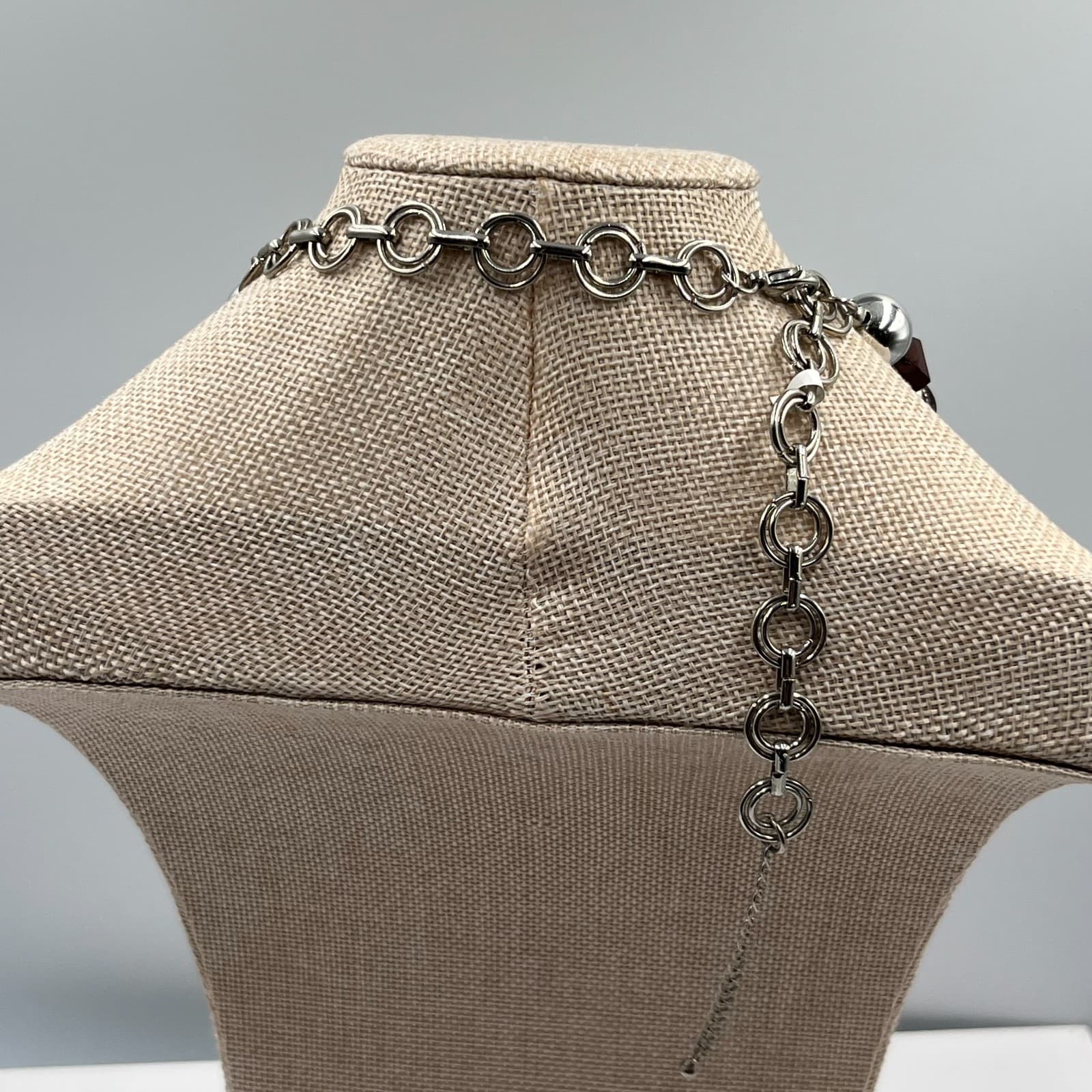 Vtg Amber & Black Beaded Necklace Large Faceted Chunky Boho Statement Jewelry - Thumbnail 5