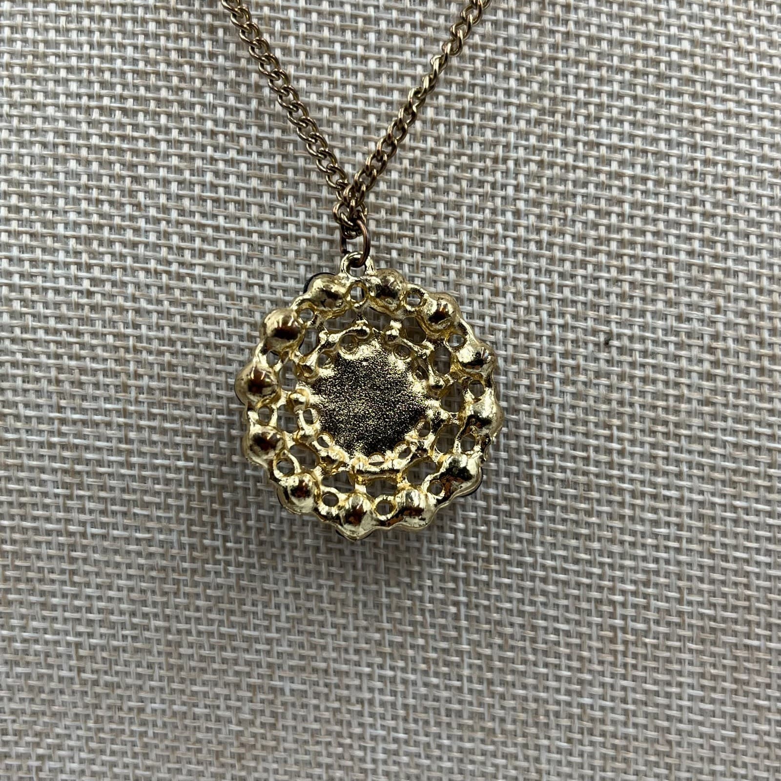 Vintage Black Flower Statement Necklace Rhinestone Pendant Silver Tone Retro 18” - Thumbnail 4