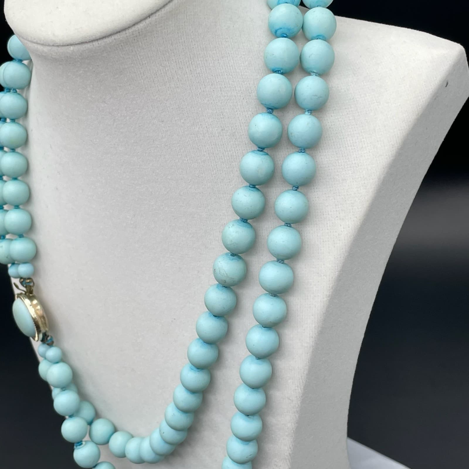 Vintage Contemporary Retro Classic Pale Blue Robin's Egg Double-Stranded Beaded - Thumbnail 7