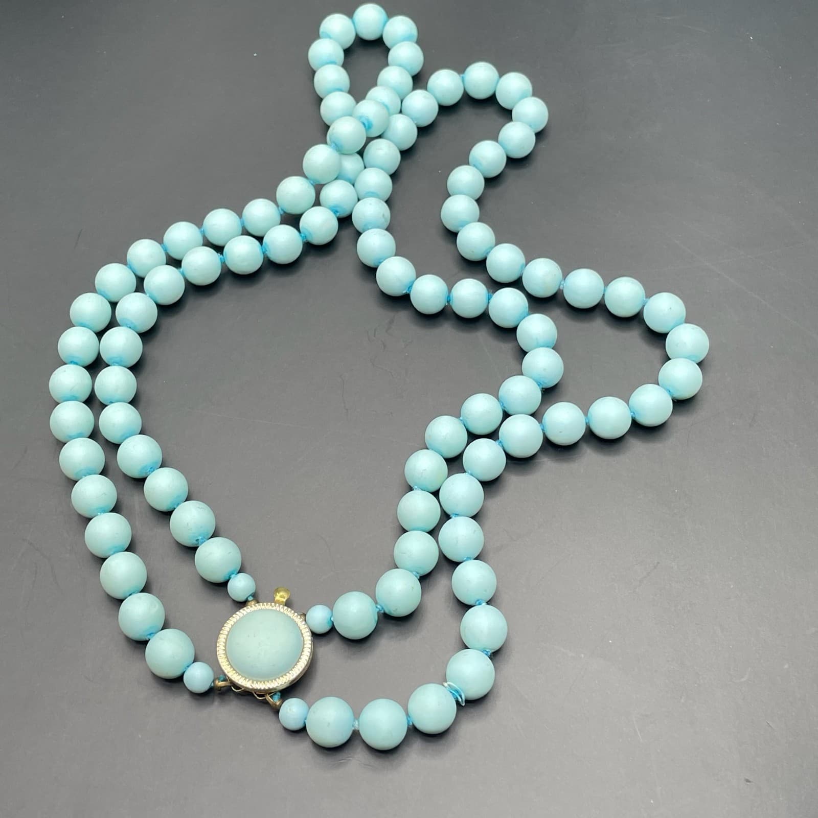 Vintage Contemporary Retro Classic Pale Blue Robin's Egg Double-Stranded Beaded - Thumbnail 2