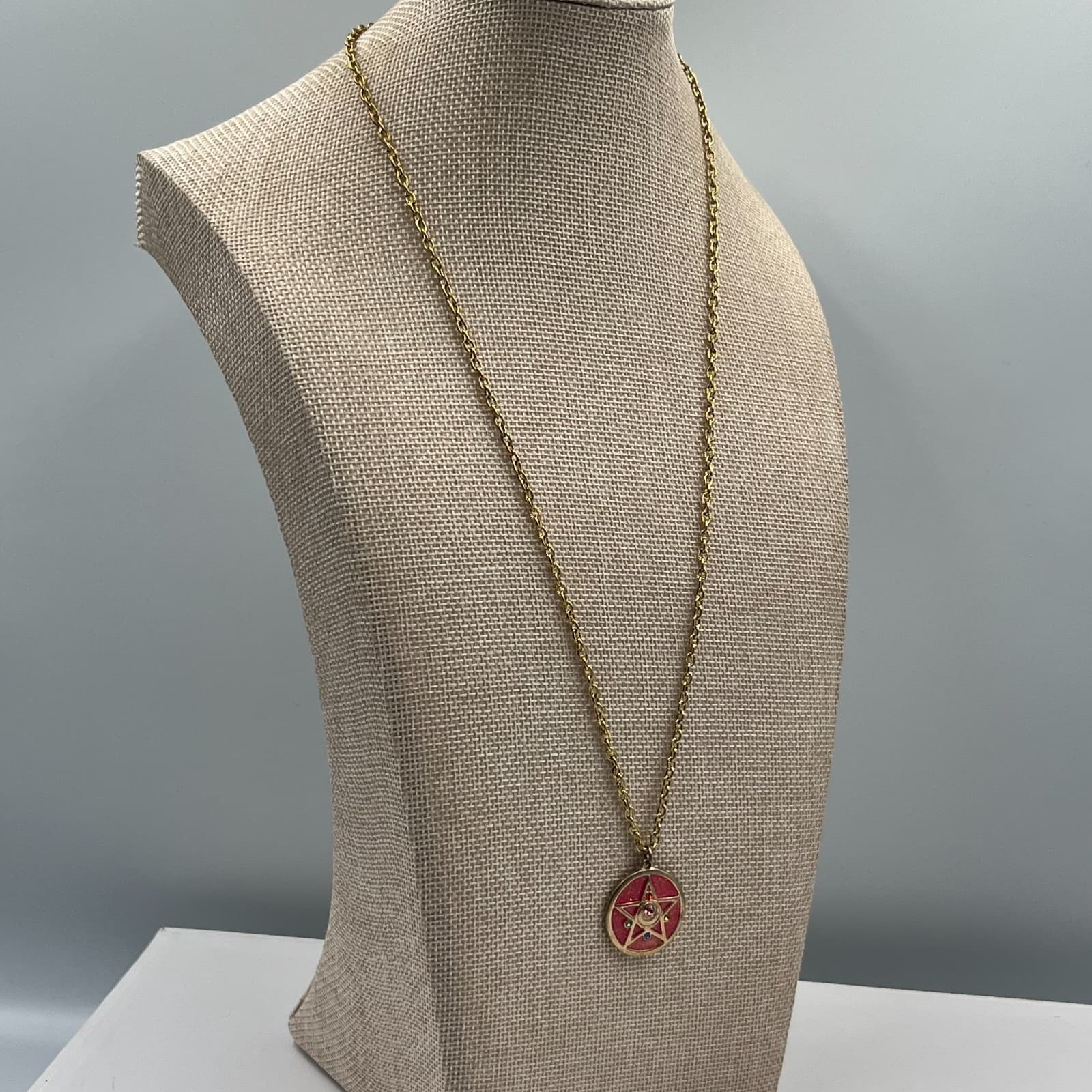 Vintage Brass Multi Strand Bib Necklace Geometric Crescent Diamond Statement 70s - Thumbnail 5