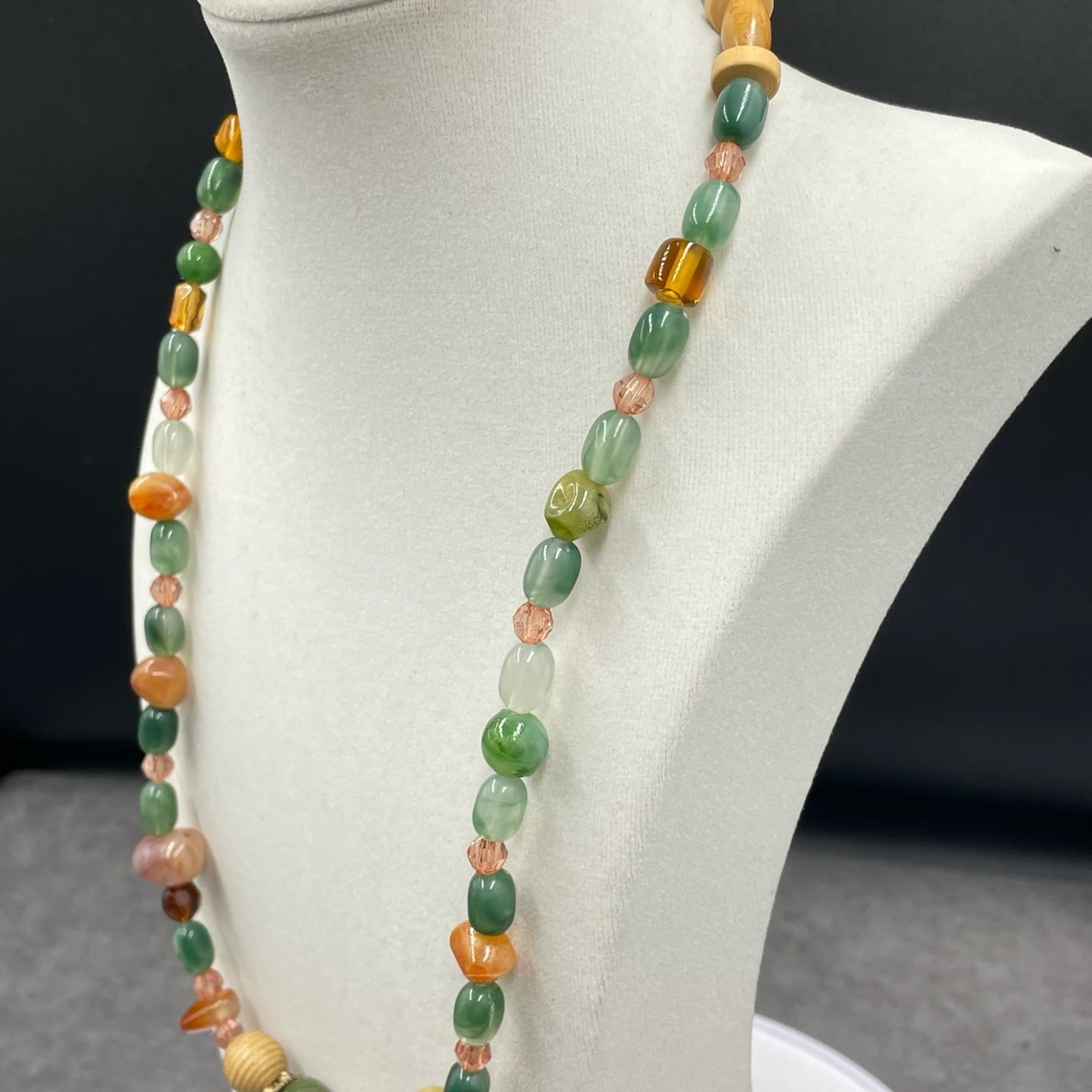 Vintage Multicolor Gemstone Fashion Retro Beaded Lobster Necklace - Size 21" - Thumbnail 7