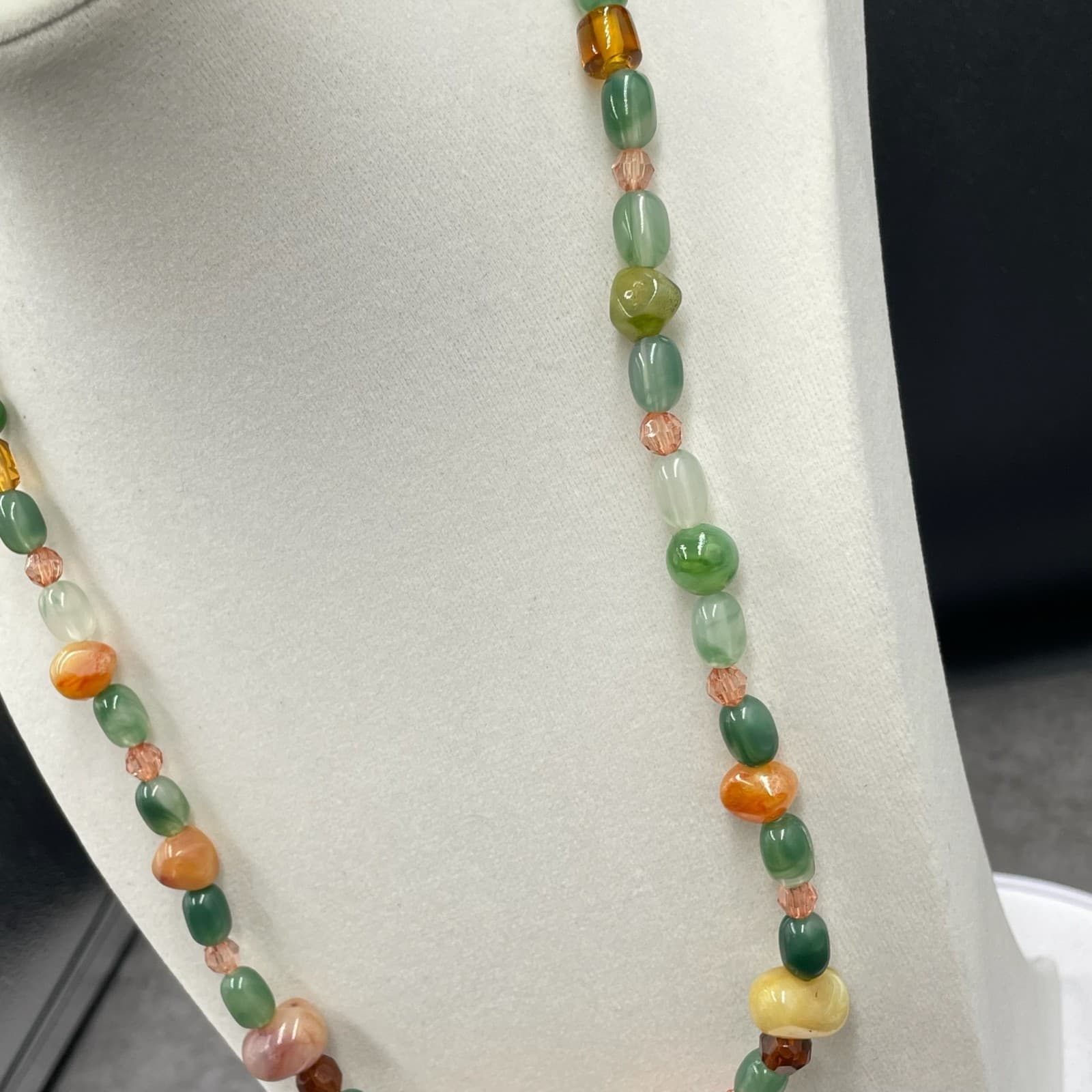 Vintage Multicolor Gemstone Fashion Retro Beaded Lobster Necklace - Size 21" - Thumbnail 6