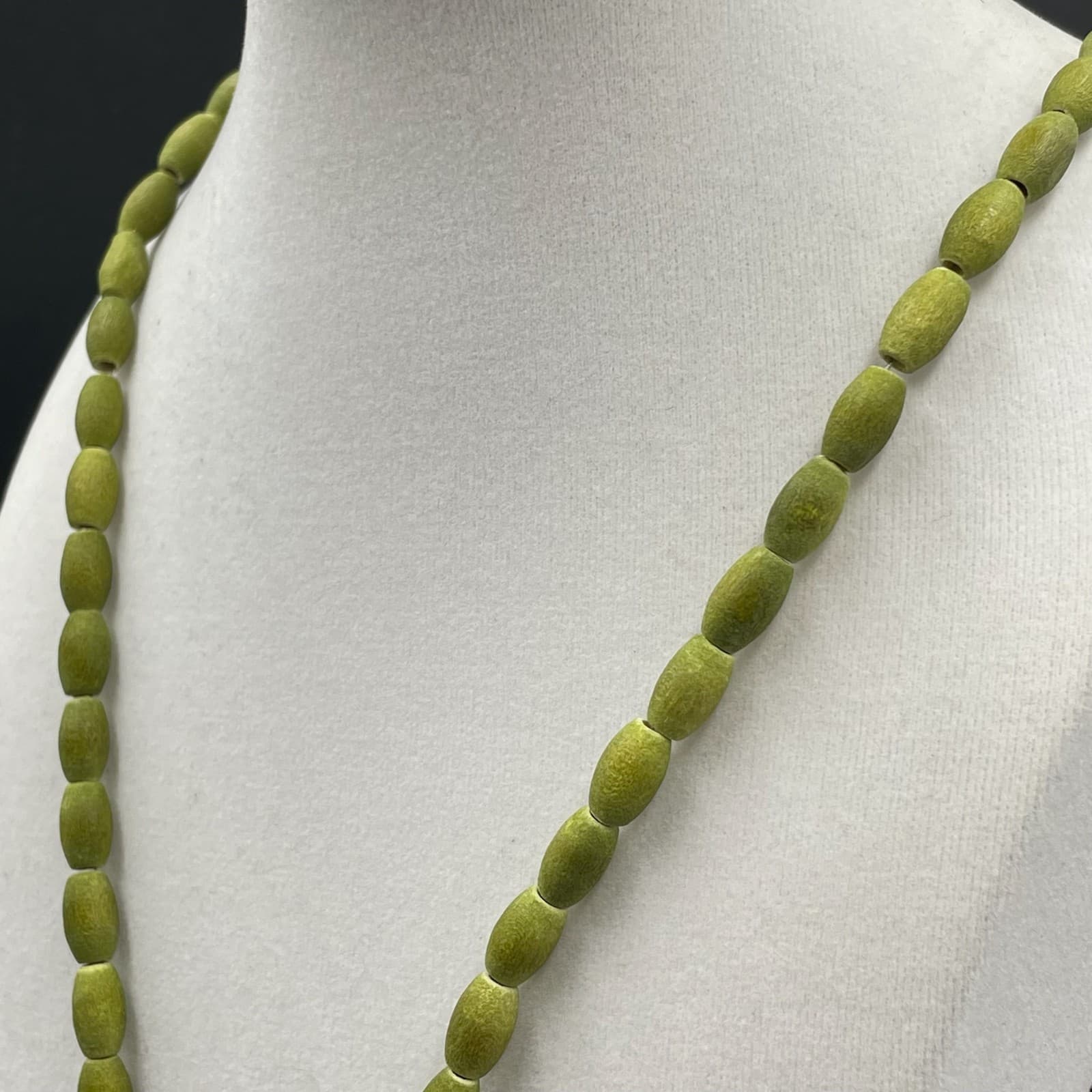 Vintage African Olive Dyed Wooden Beads Bohemian-Chic Charm Pendant Necklace - Thumbnail 8