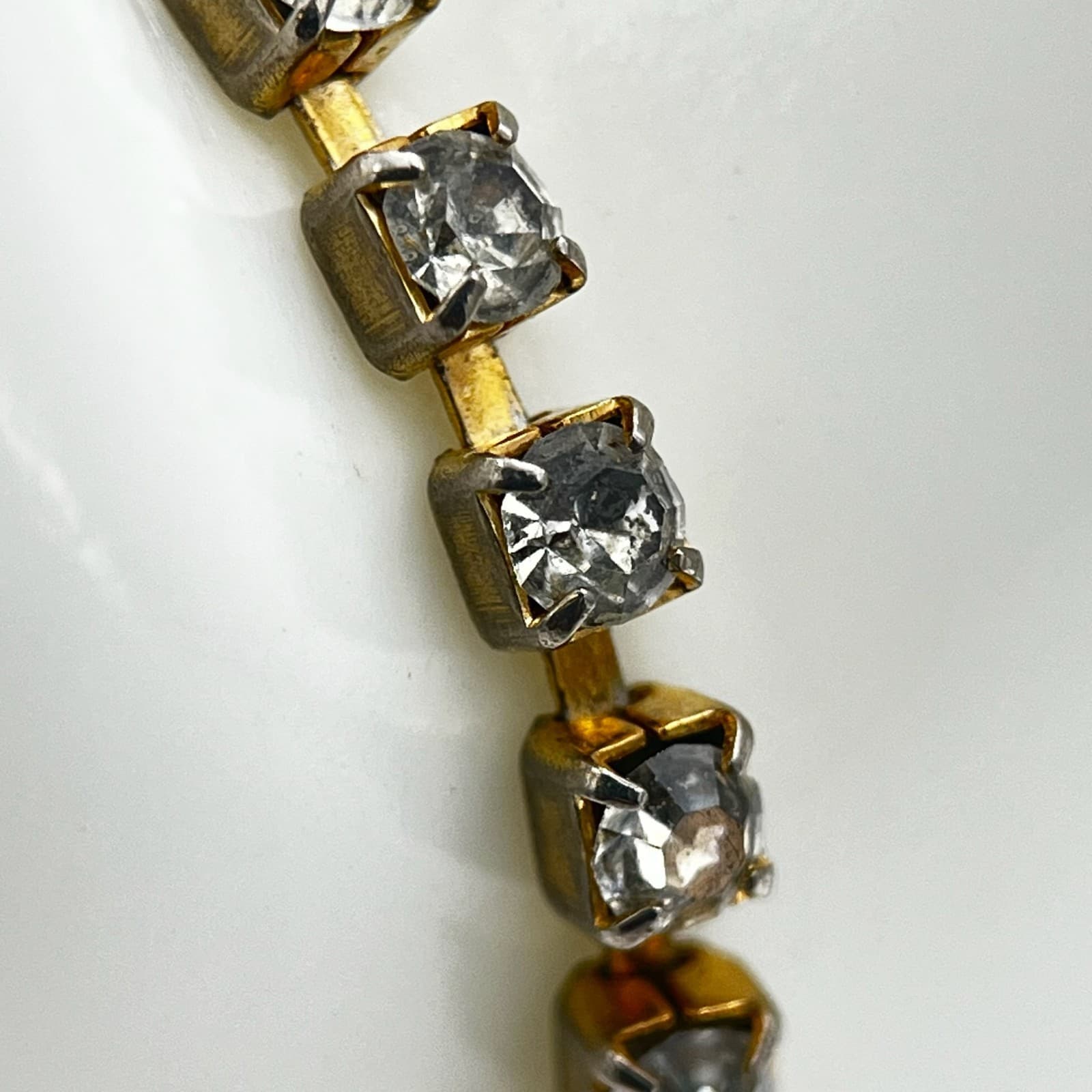 Vintage Gold-Tone Rhinestone Tennis Bracelet Delicate Sparkle Classic - Thumbnail 5