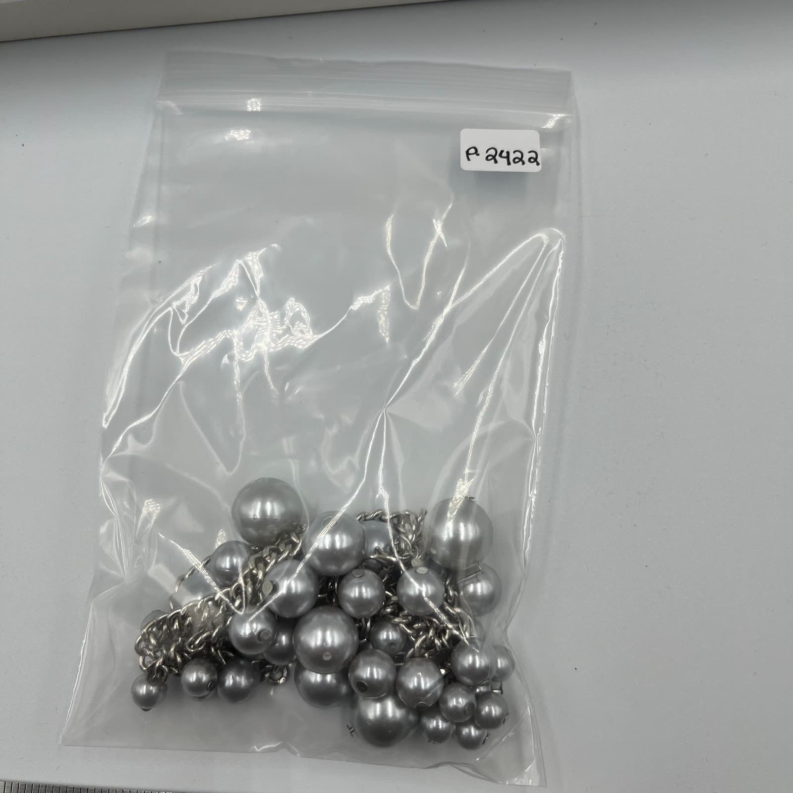 Vtg Silver Tone Faux Pearl Cluster Statement Necklace Bib Style Retro Jewelry - Thumbnail 8