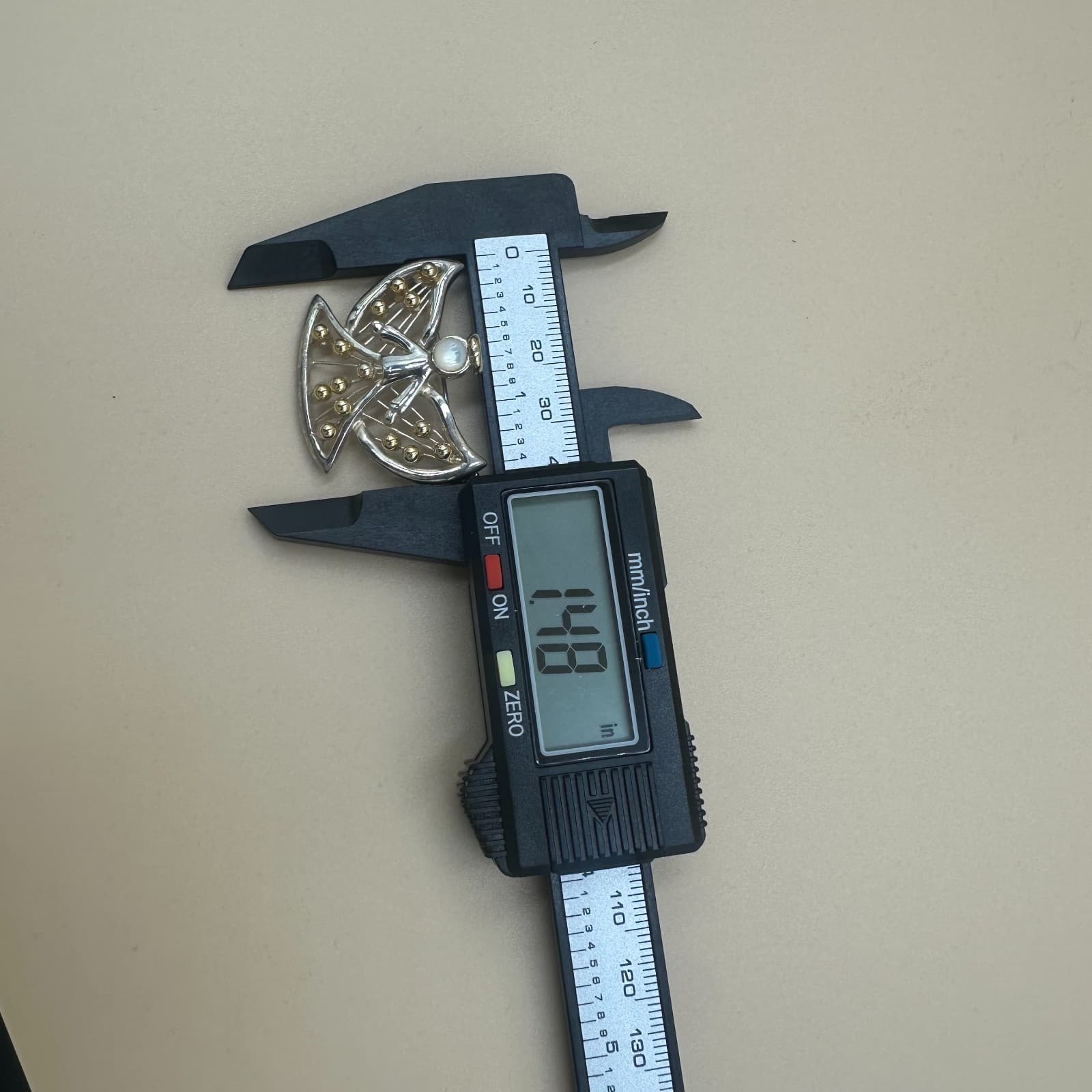 Vintage Silver & Goldtone Angel Brooch – Openwork Holiday Pin - Thumbnail 3