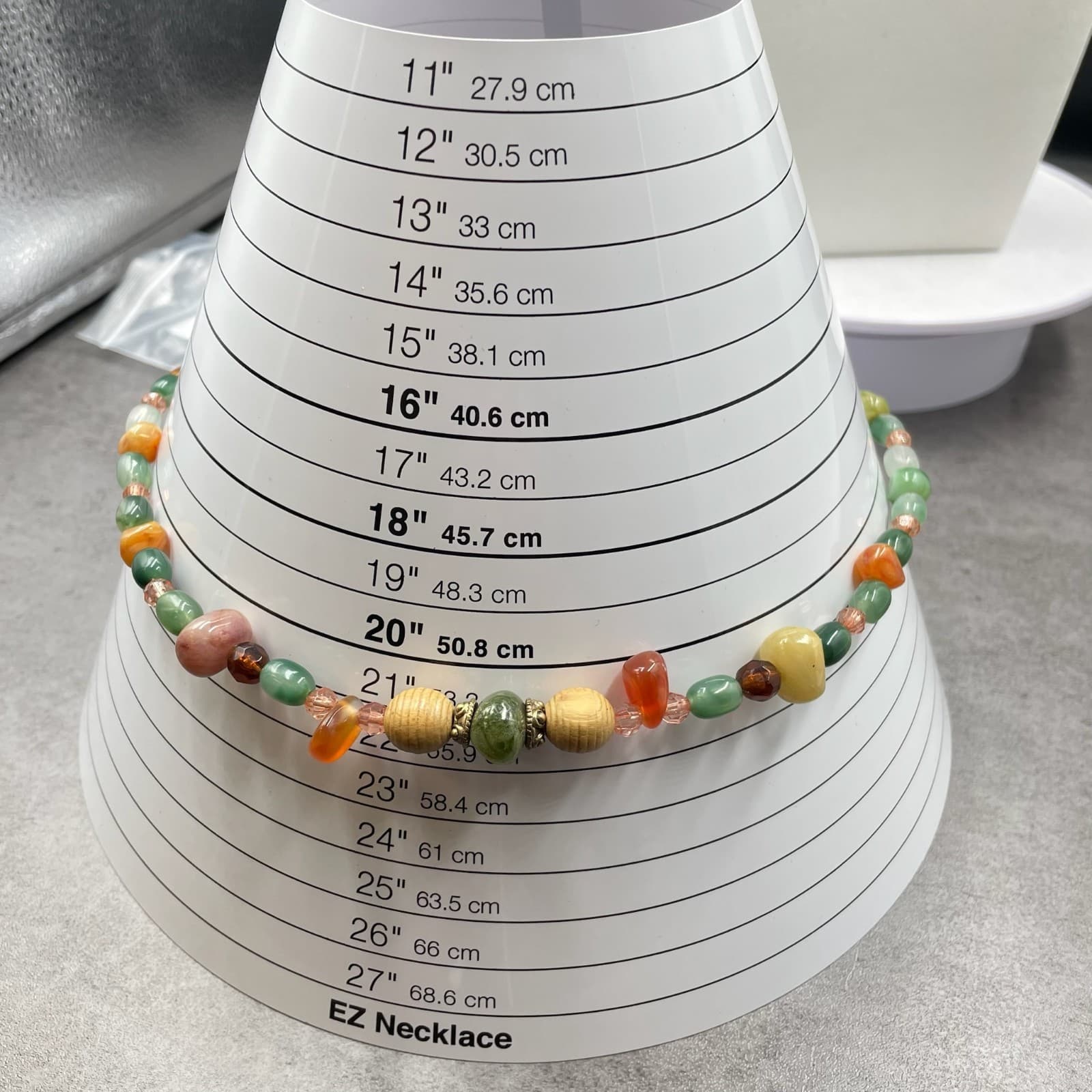 Vintage Multicolor Gemstone Fashion Retro Beaded Lobster Necklace - Size 21" - Thumbnail 10