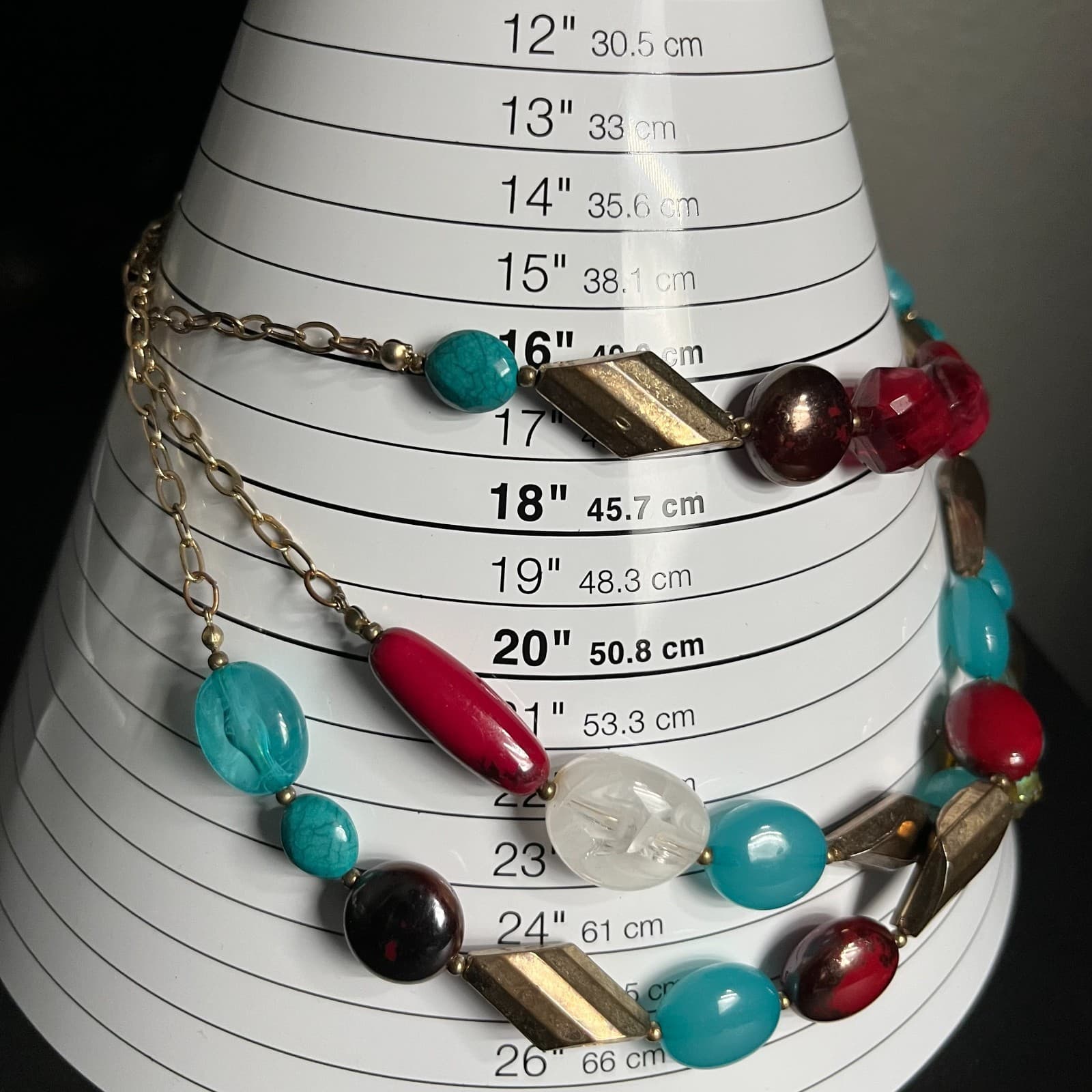 Vtg Avenue Multi Strand Beaded Statement Necklace Boho Chic Layered Wood Beaded - Thumbnail 8