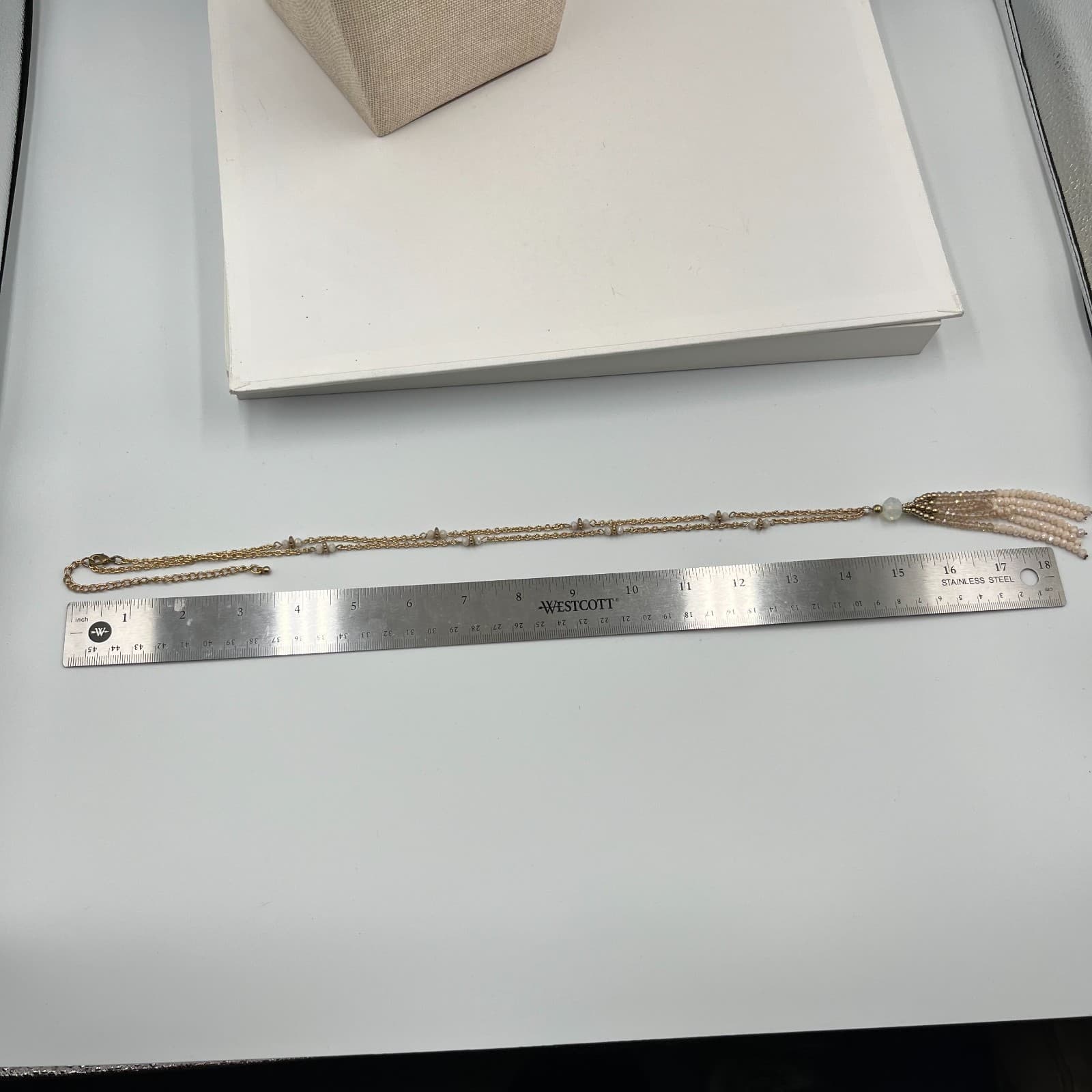 Vintage Gold Tone Long Beaded Tassel Pendant Necklace Statement Costume Jewelry - Thumbnail 8