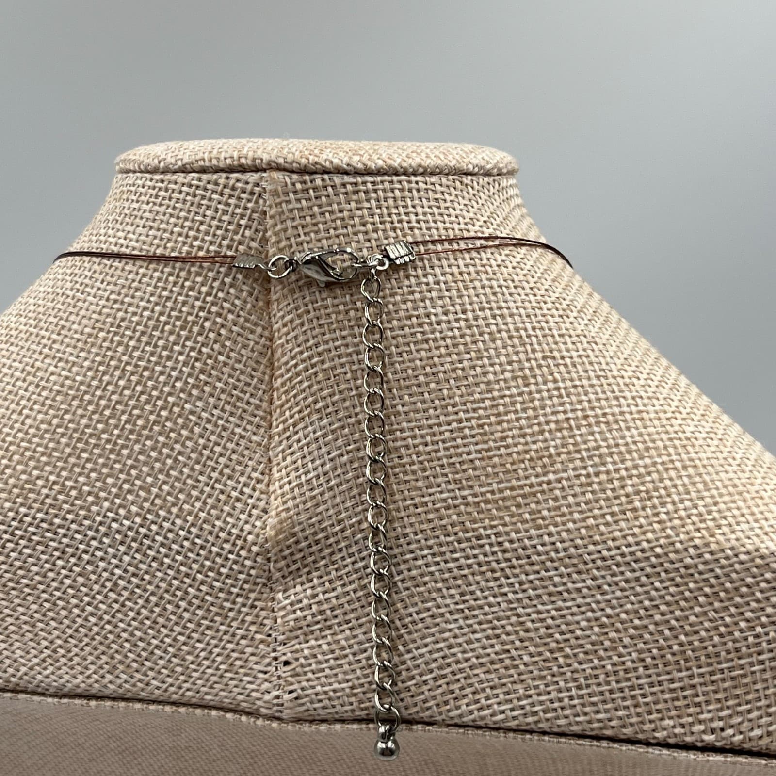 Vintage Boho Orange Swirl Art Glass Pendant Necklace Chunky Wood Amber Bead 24" - Thumbnail 6