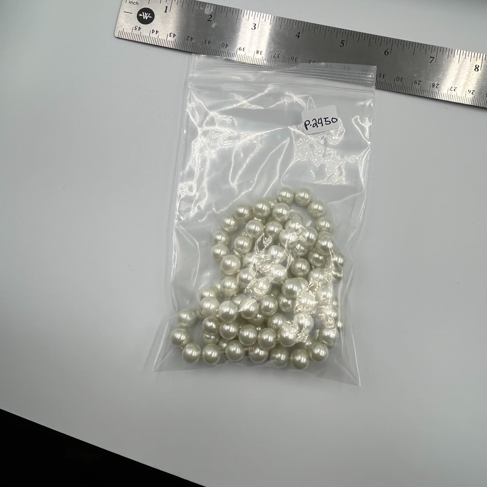 Vintage Double Strand Pearl Necklace Faux Glass White Cream Knotted Art Deco 16” - Thumbnail 8