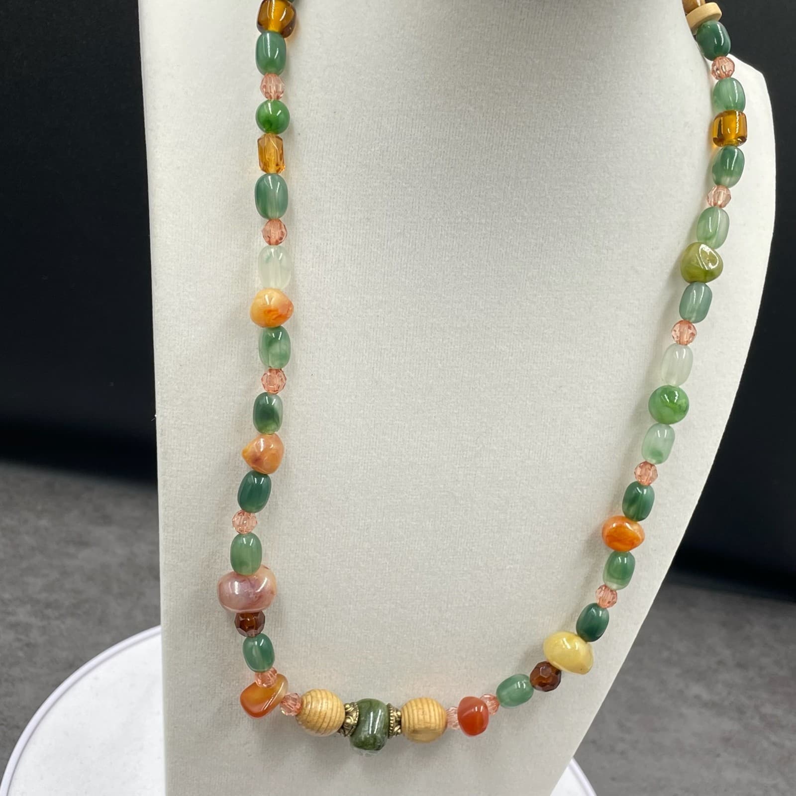 Vintage Multicolor Gemstone Fashion Retro Beaded Lobster Necklace - Size 21" - Thumbnail 4