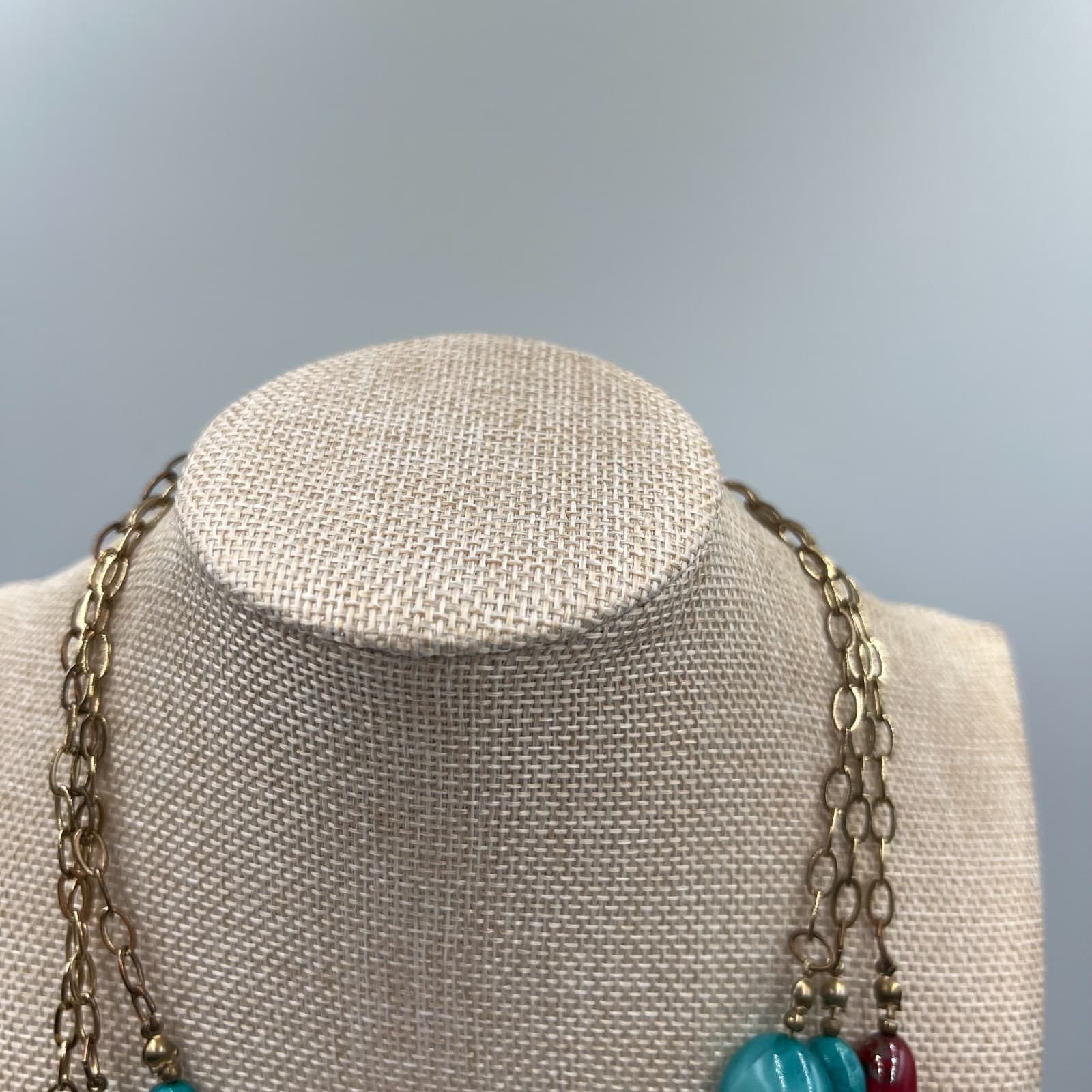 Vtg Avenue Multi Strand Beaded Statement Necklace Boho Chic Layered Wood Beaded - Thumbnail 2