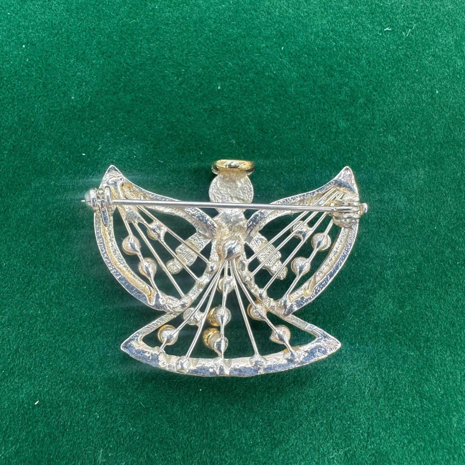 Vintage Silver & Goldtone Angel Brooch – Openwork Holiday Pin - Thumbnail 2