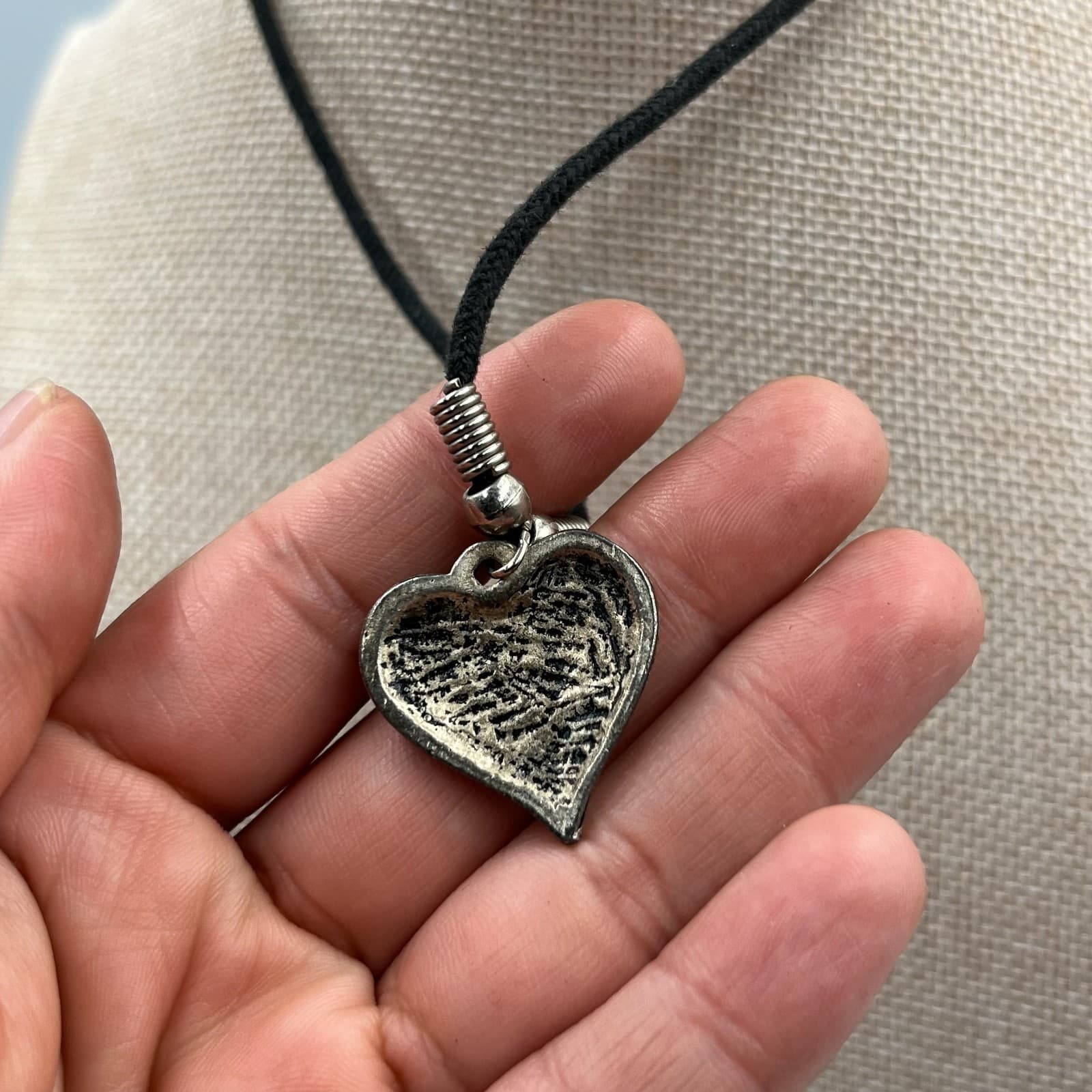 Vintage Venezia Murano Glass Heart Pendant Necklace Green Gold Foil Italian Art - Thumbnail 5