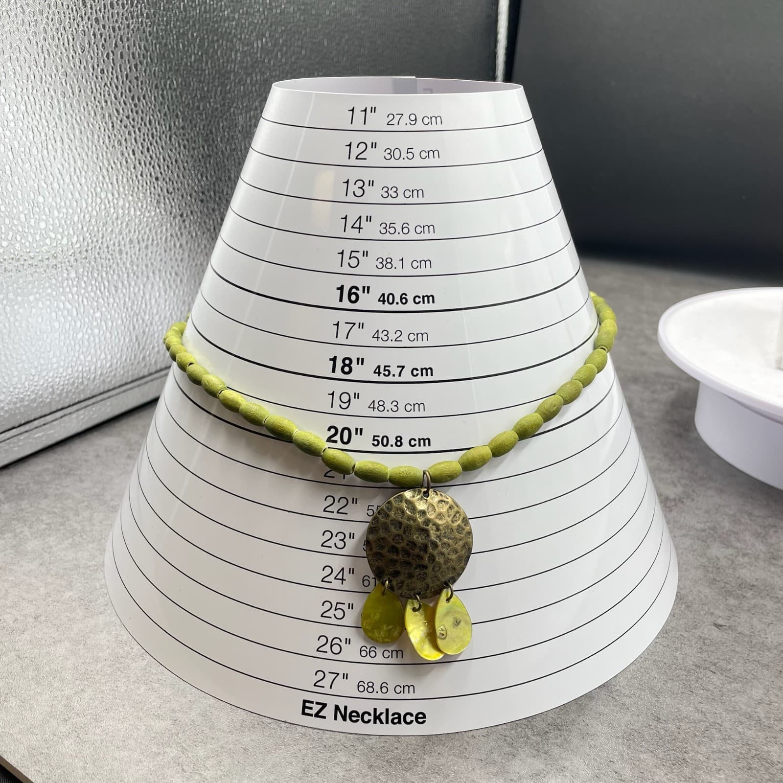 Vintage African Olive Dyed Wooden Beads Bohemian-Chic Charm Pendant Necklace - Thumbnail 11